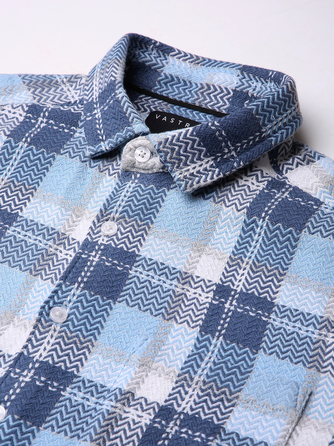 Icy Grid Winter Weave Zig-Zag Plaid Shirt - Image 3