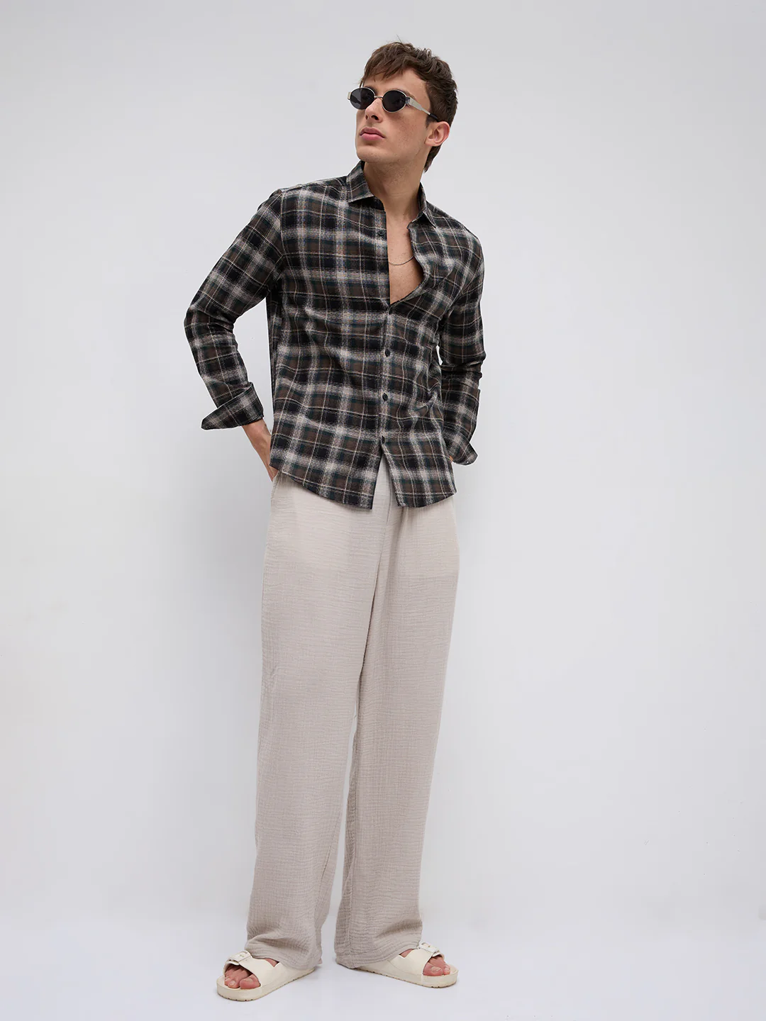 Intricate Cocoa Black & Khaki Checks Shirt - Image 7