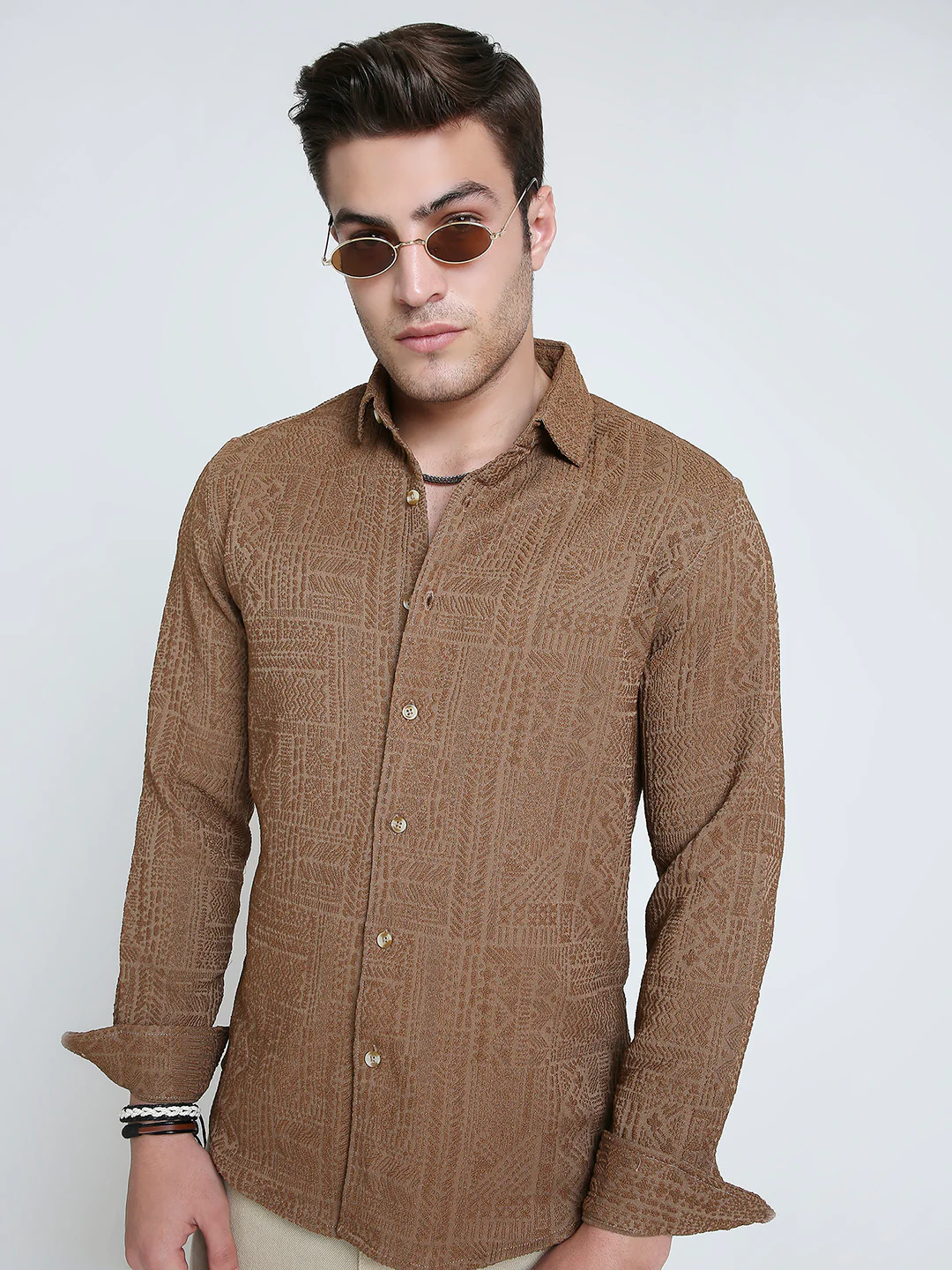 Intricate Rustic Charm Jacquard Shirt