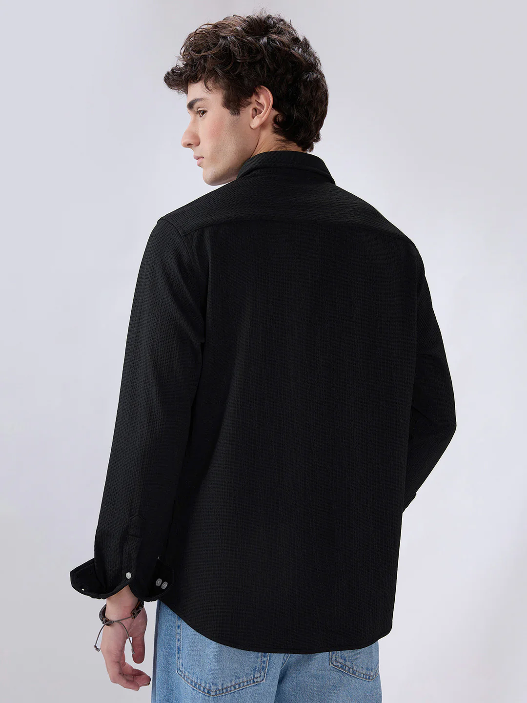 Jet Black Matrix Weave Knitted Shirt - Image 7