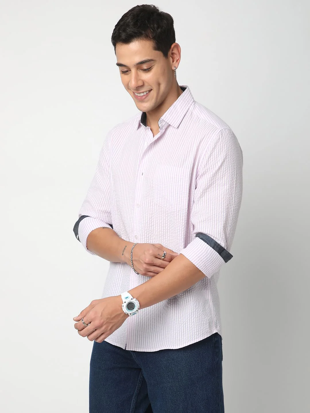 Lavender Striped Seersucker Shirt - Image 5