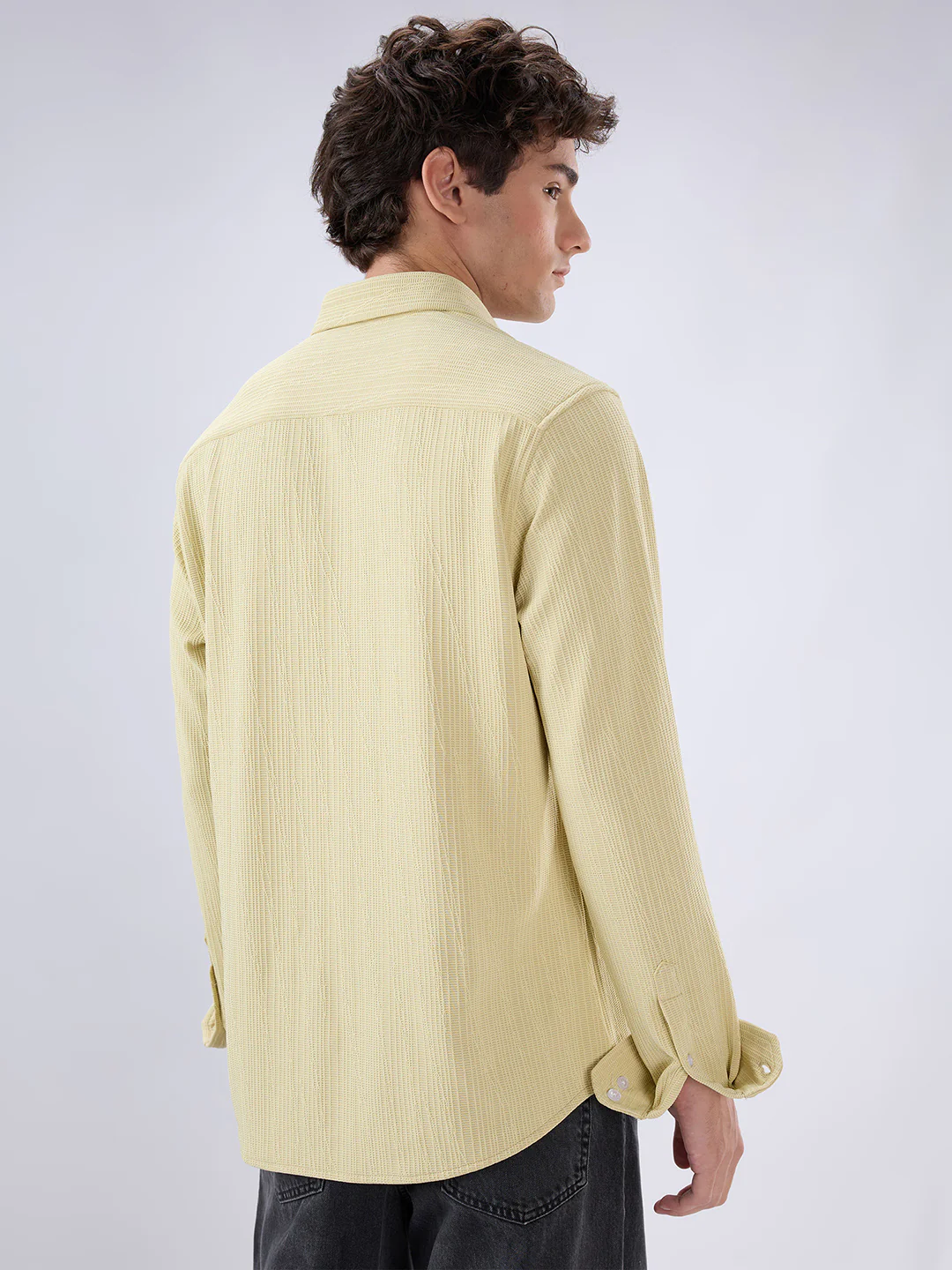 Lemon Yellow Matrix Weave Knitted Shirt - Image 8