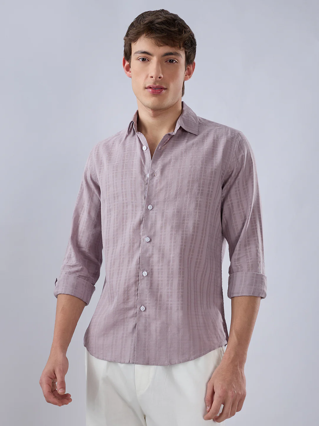 Lilac Luster Textured Sheer Checks Shirt - Image 5