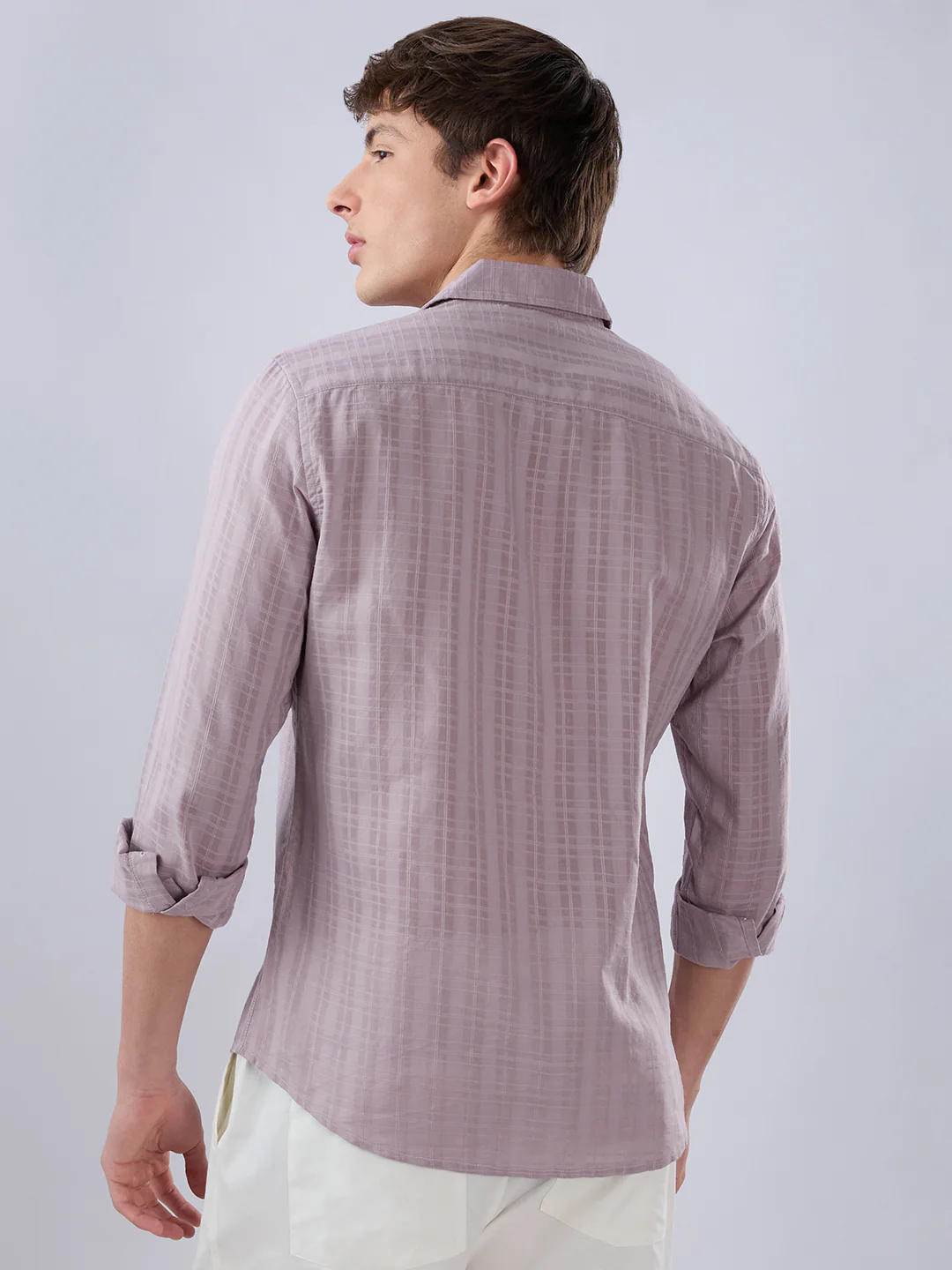 Lilac Luster Textured Sheer Checks Shirt - Image 7