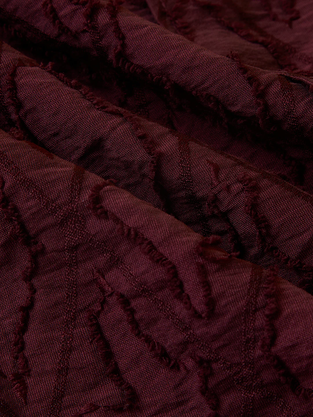 Maroon Mirage Lozenge Sculpted Frayed Shirt - Image 8