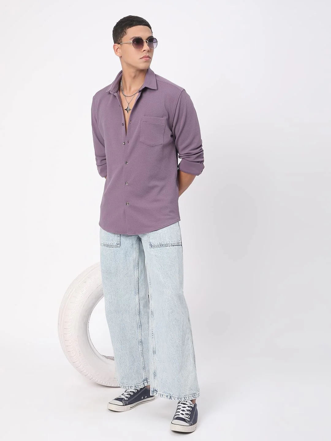 Meticulous Lilac Jacquard Shirt - Image 8