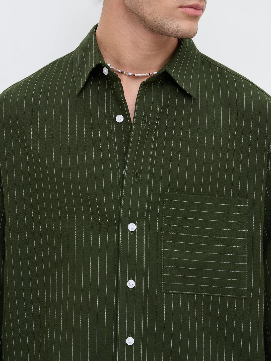 Midnight Emerald Stripe Edition Boxy Fit Crop Shirt - Image 3