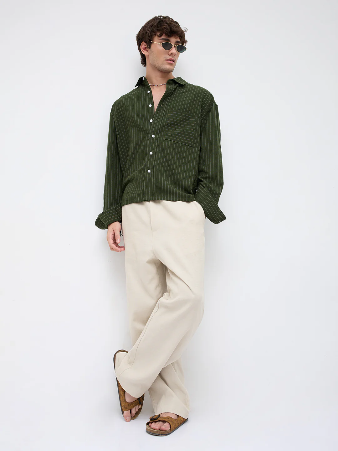 Midnight Emerald Stripe Edition Boxy Fit Crop Shirt - Image 7