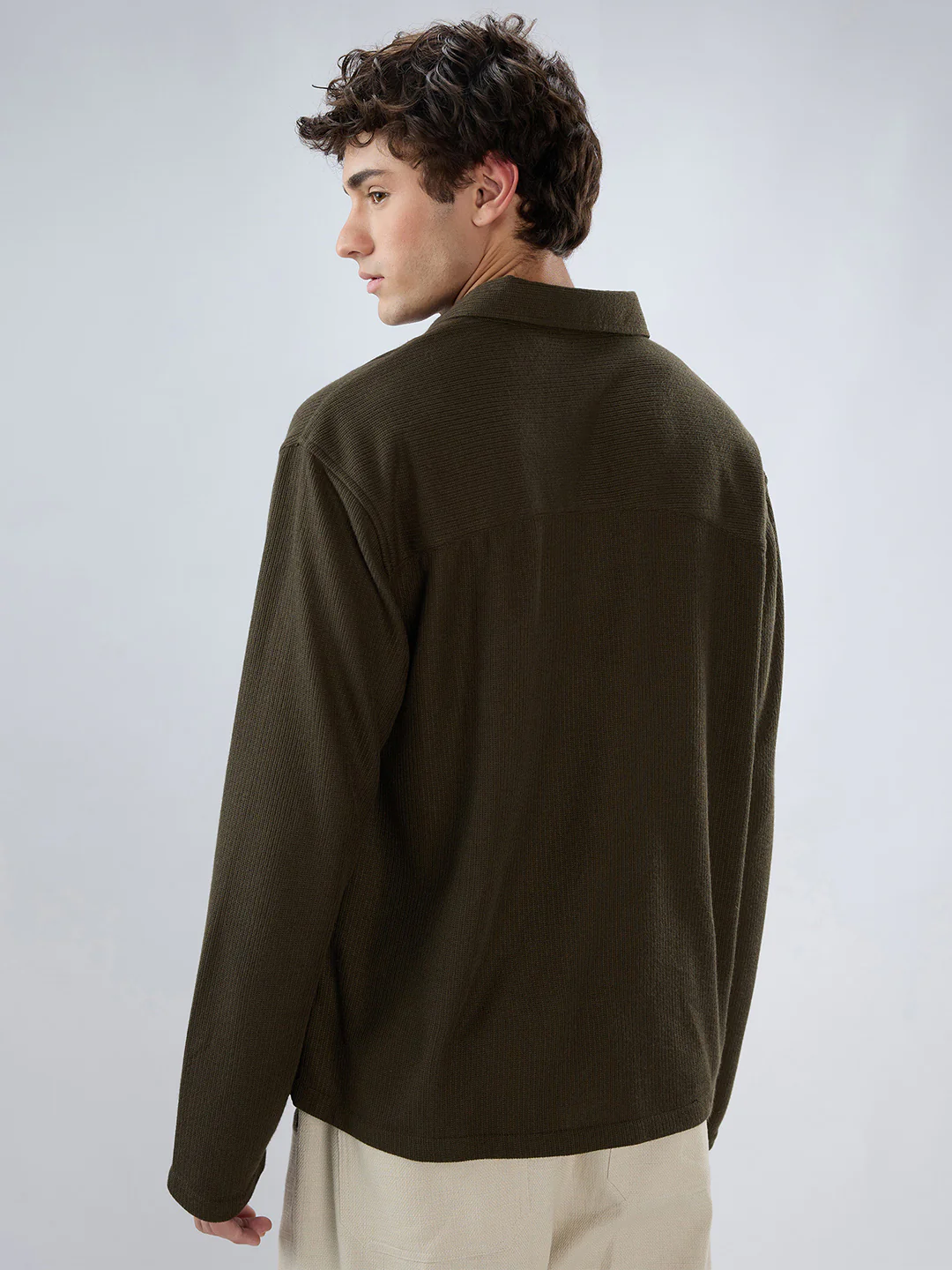 Mignonette Green Micro Weave Knitted Oversized Polo Shirt - Image 6