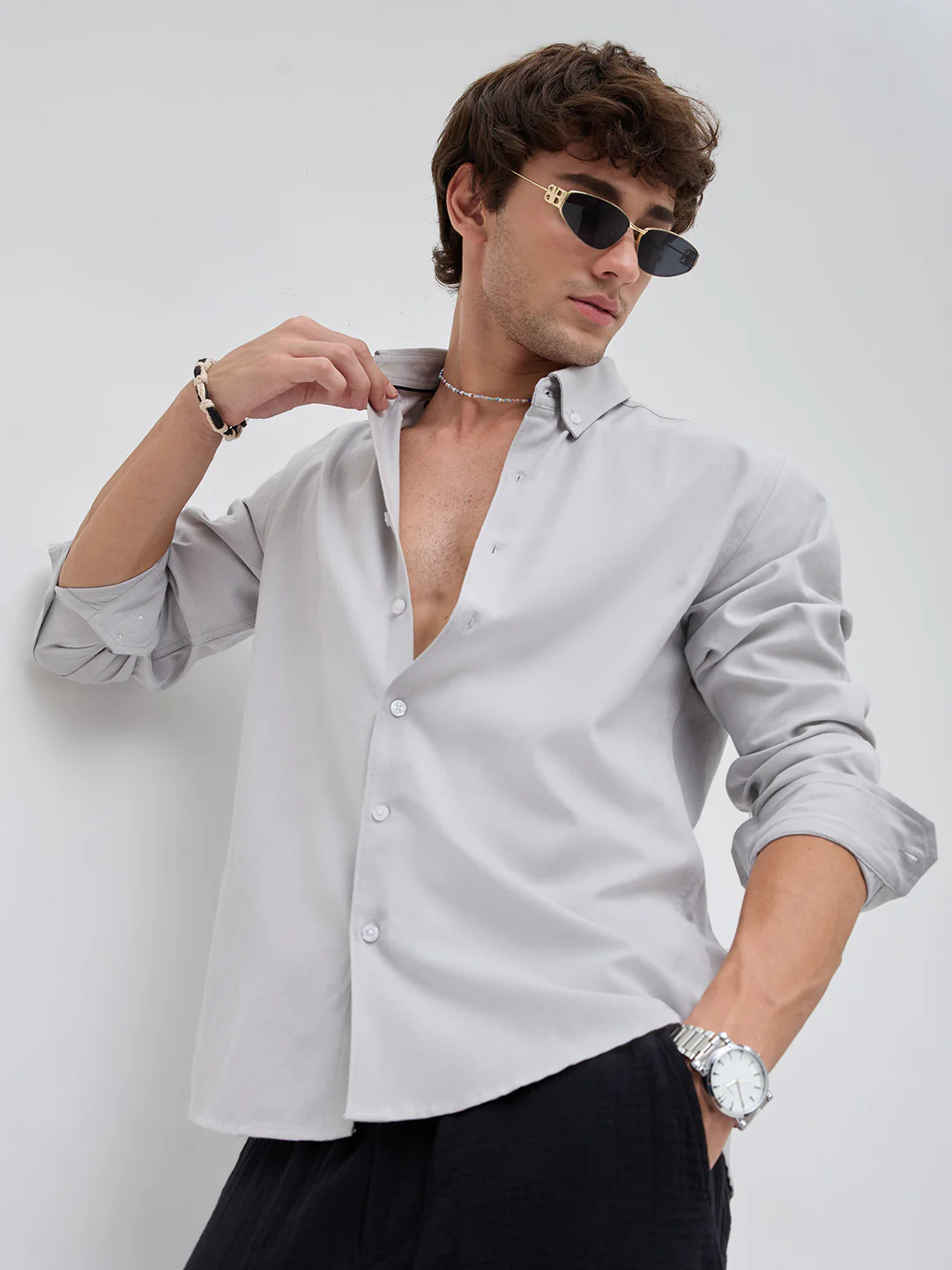 Mist Grey Oxford Clean Everyday Business Shirt - Image 2