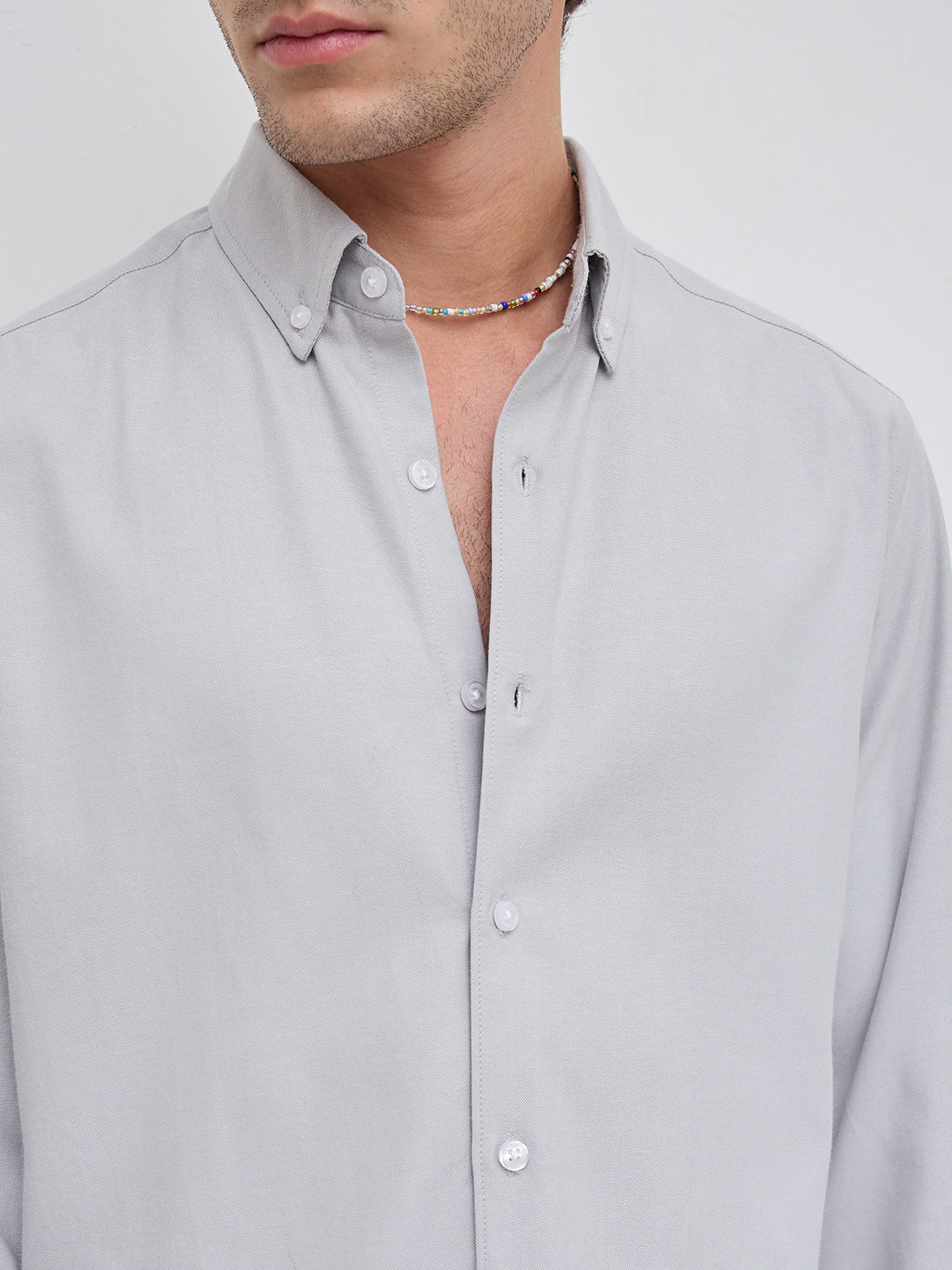 Mist Grey Oxford Clean Everyday Business Shirt - Image 3