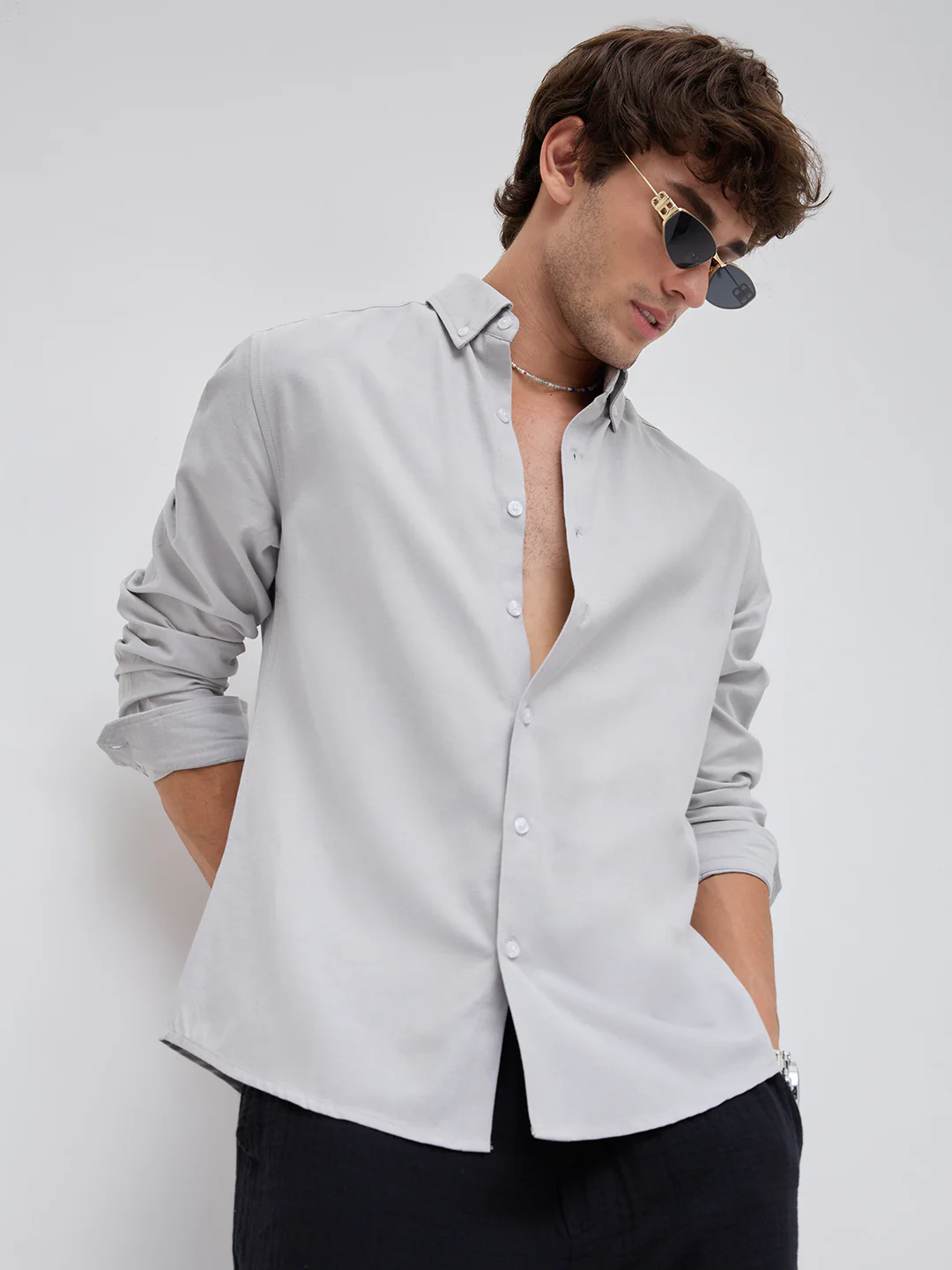Mist Grey Oxford Clean Everyday Business Shirt - Image 4