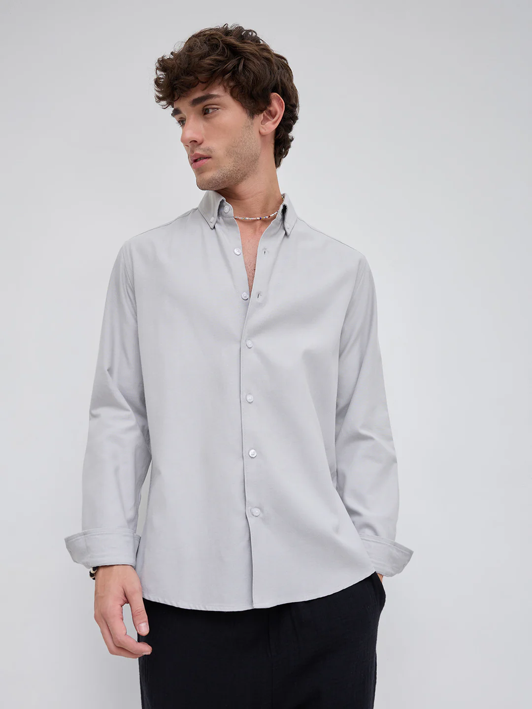 Mist Grey Oxford Clean Everyday Business Shirt - Image 5