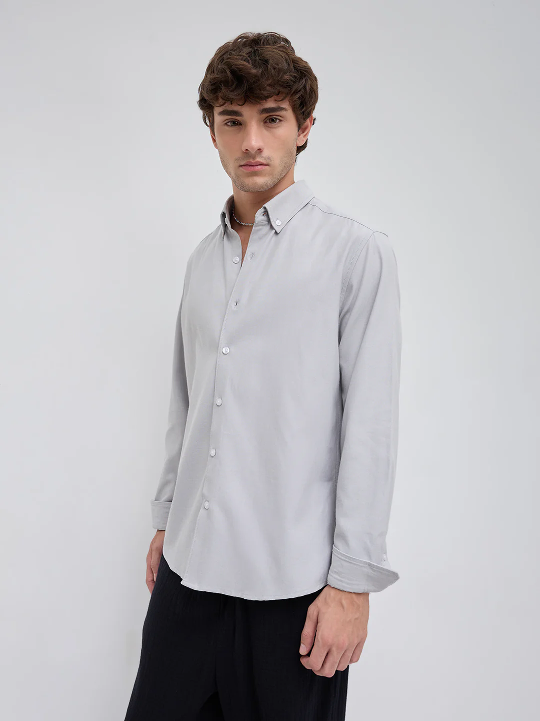Mist Grey Oxford Clean Everyday Business Shirt - Image 6