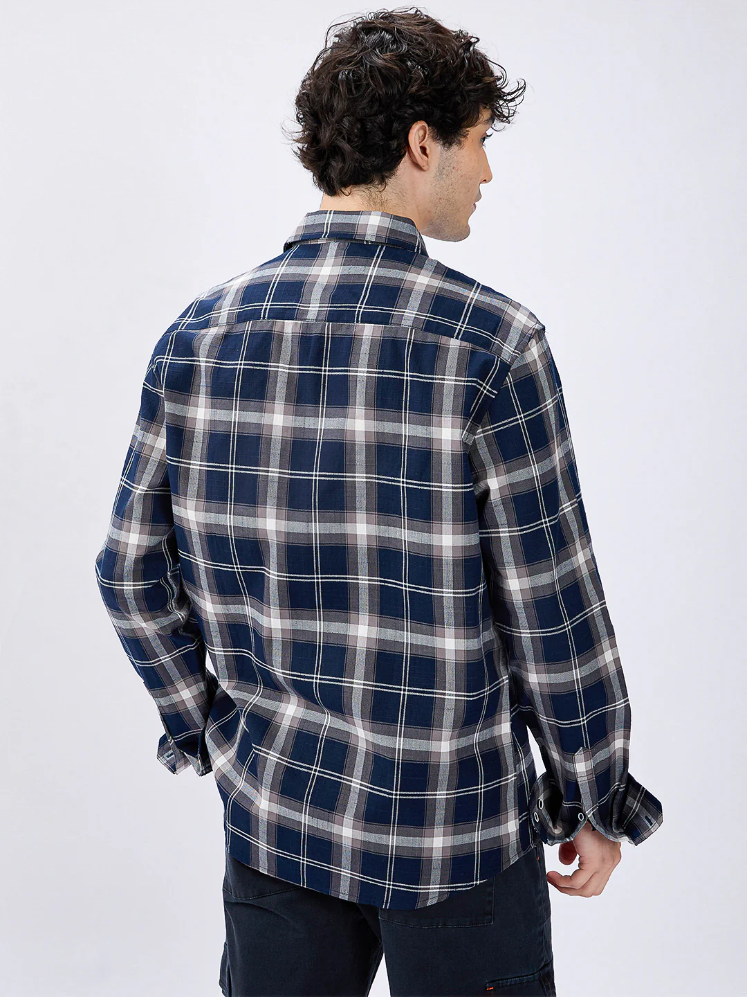 Modish Navy & Grey Tartanique Checkered Shirt - Image 6