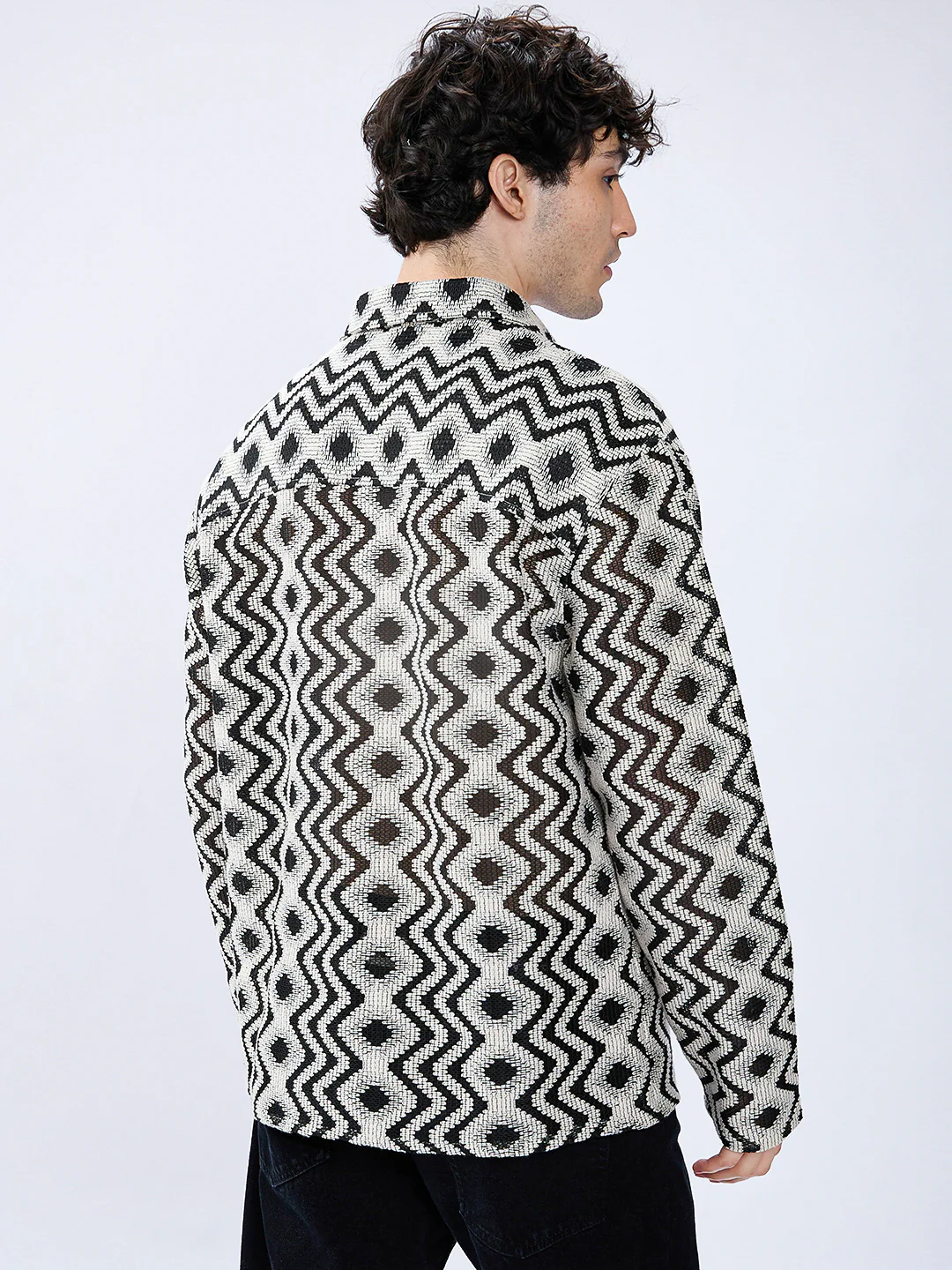Monsoon Rhythm Designer Mesh Oversized Polo shirt - Image 6