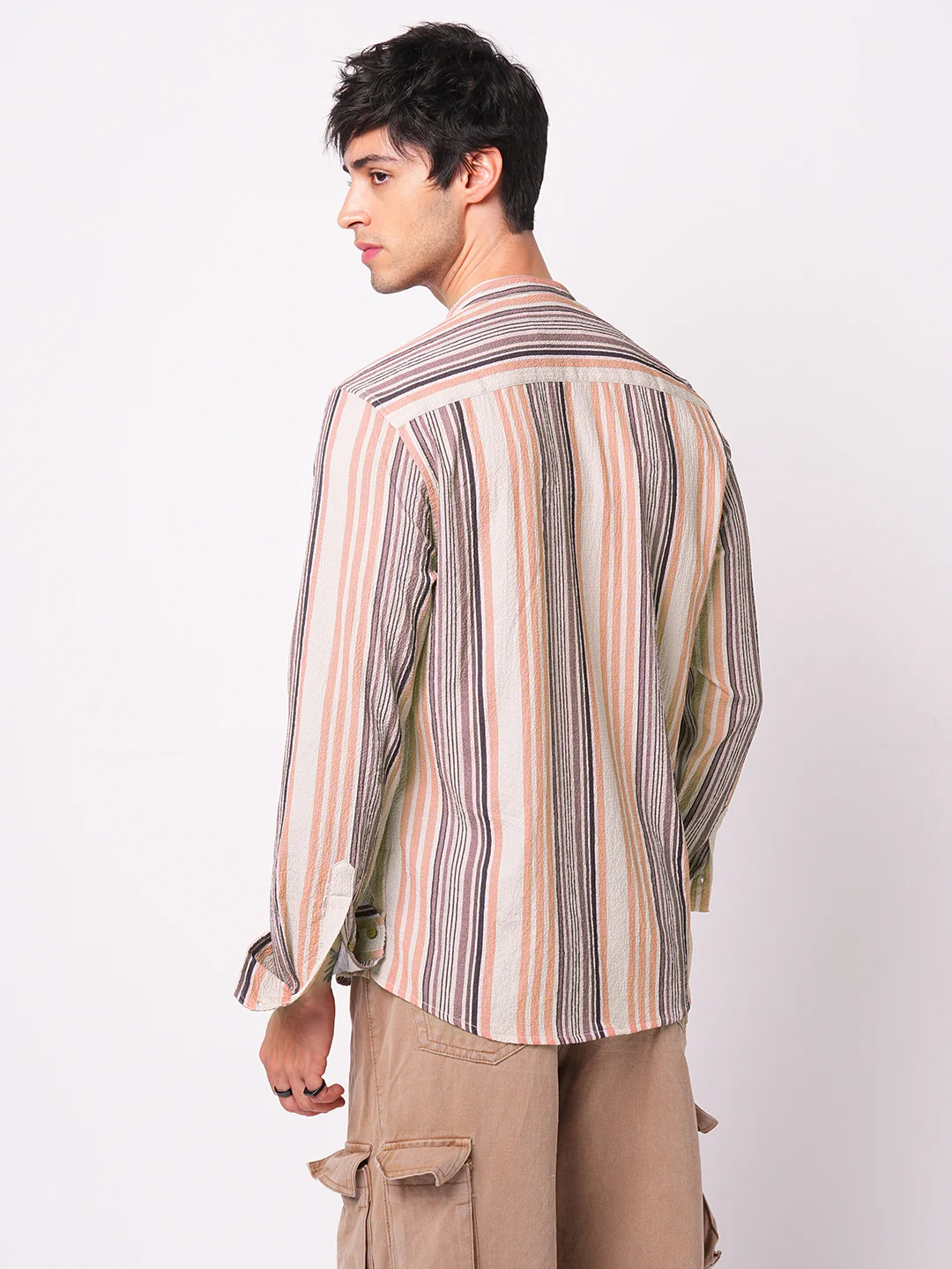 Multicolour Crinkled Striped Kurta - Image 6