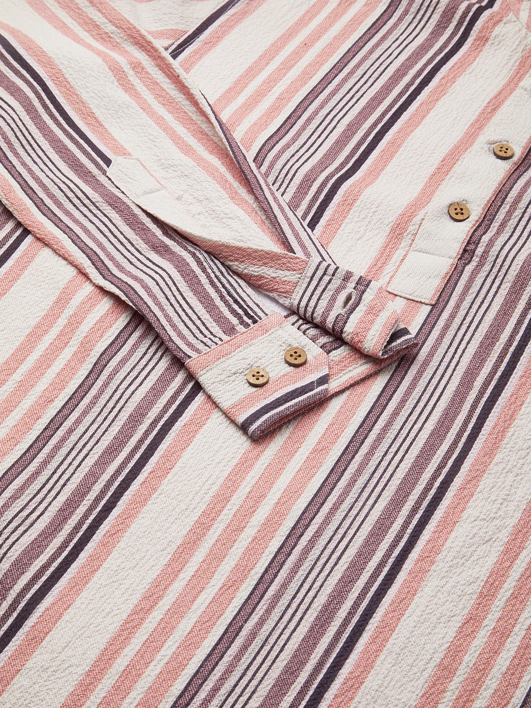 Multicolour Crinkled Striped Kurta - Image 8