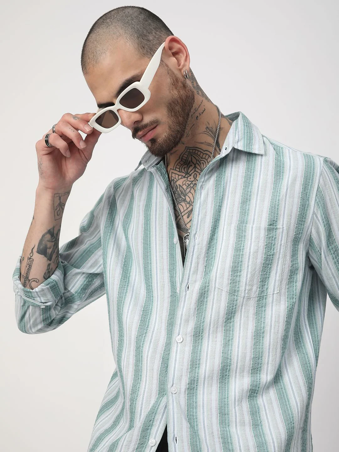 Multicolour Seersucker Striped Shirt