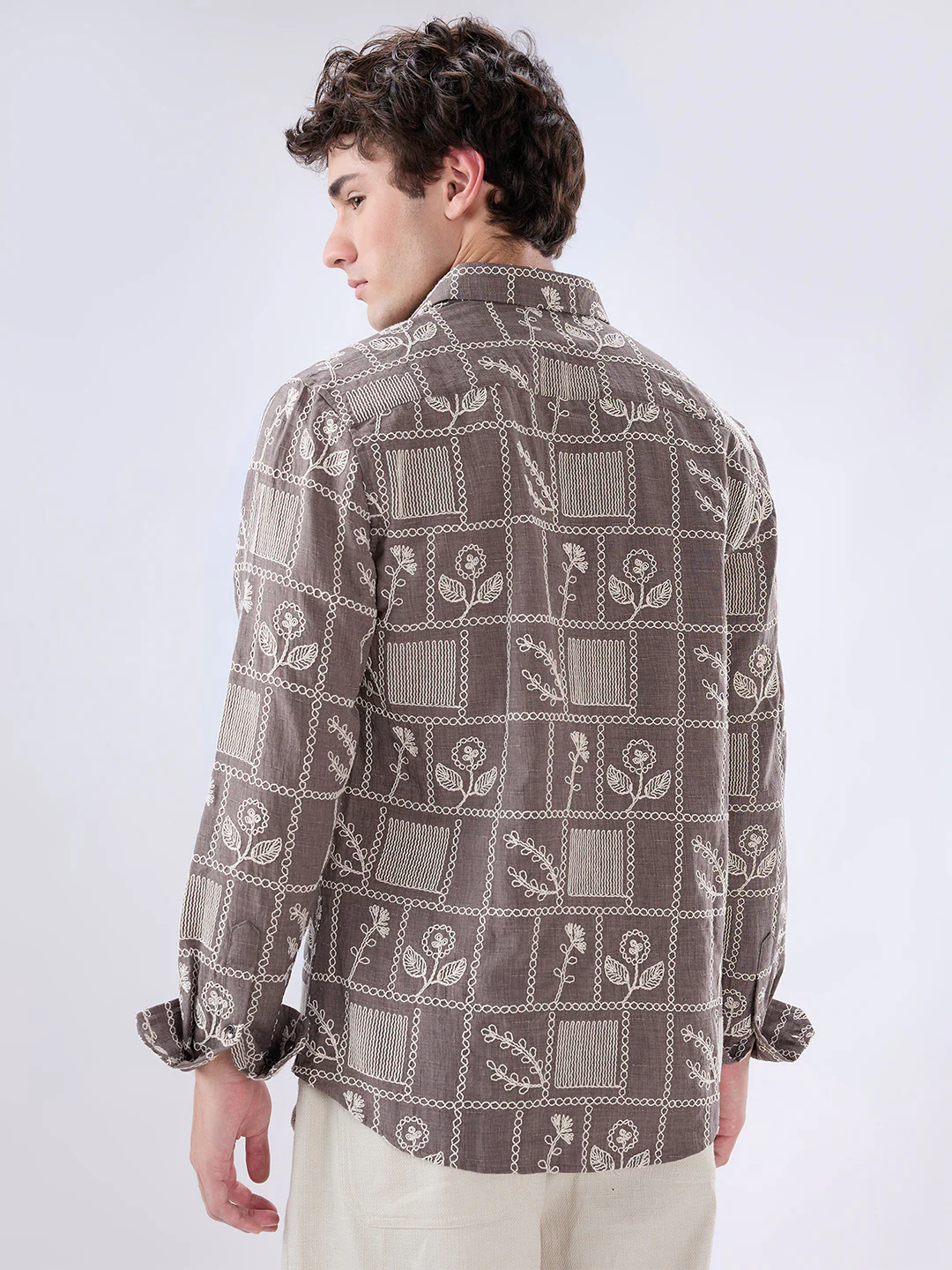 Muted Grey Artisan Embroidered Shirt - Image 6