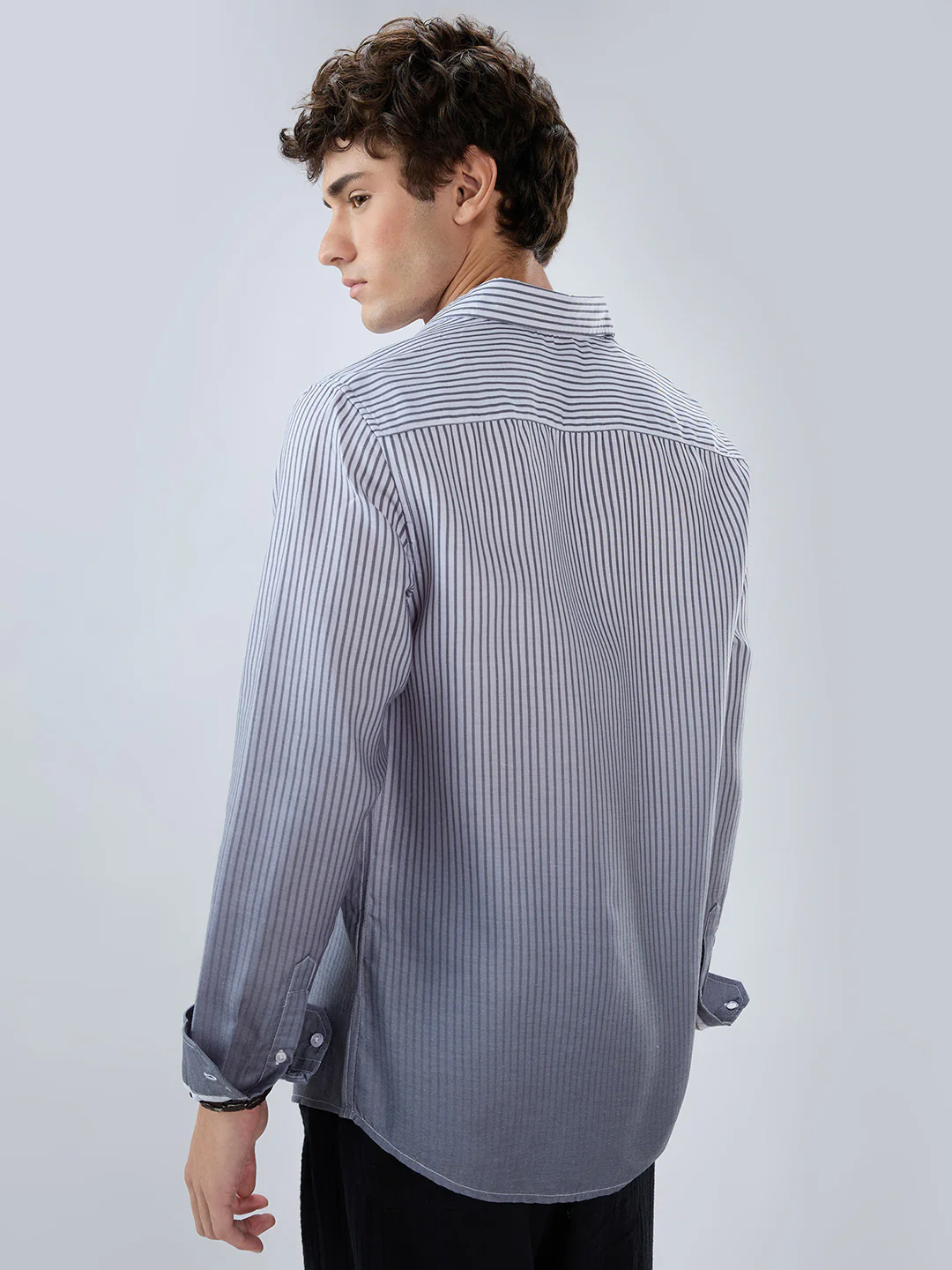 Muted Grey Pinstripe Ombre Shirt - Image 7