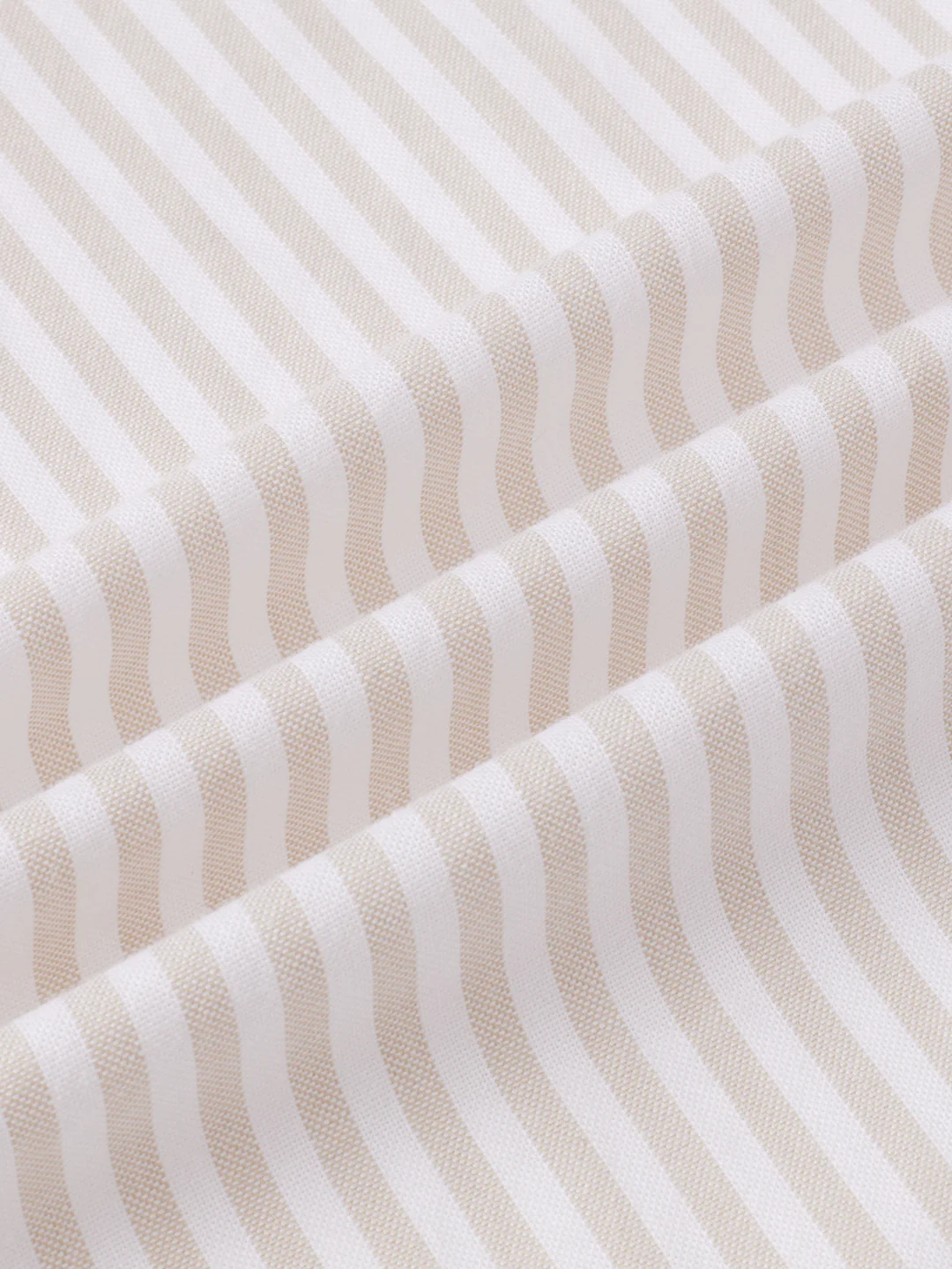 Natural Beige Candy Striped Oxford Button-Down Business Shirt - Image 3