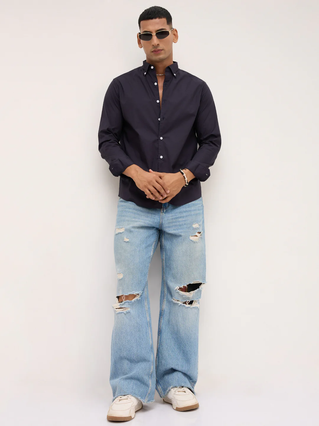 Navy Button-Down Collar Business Shirt - Image 7