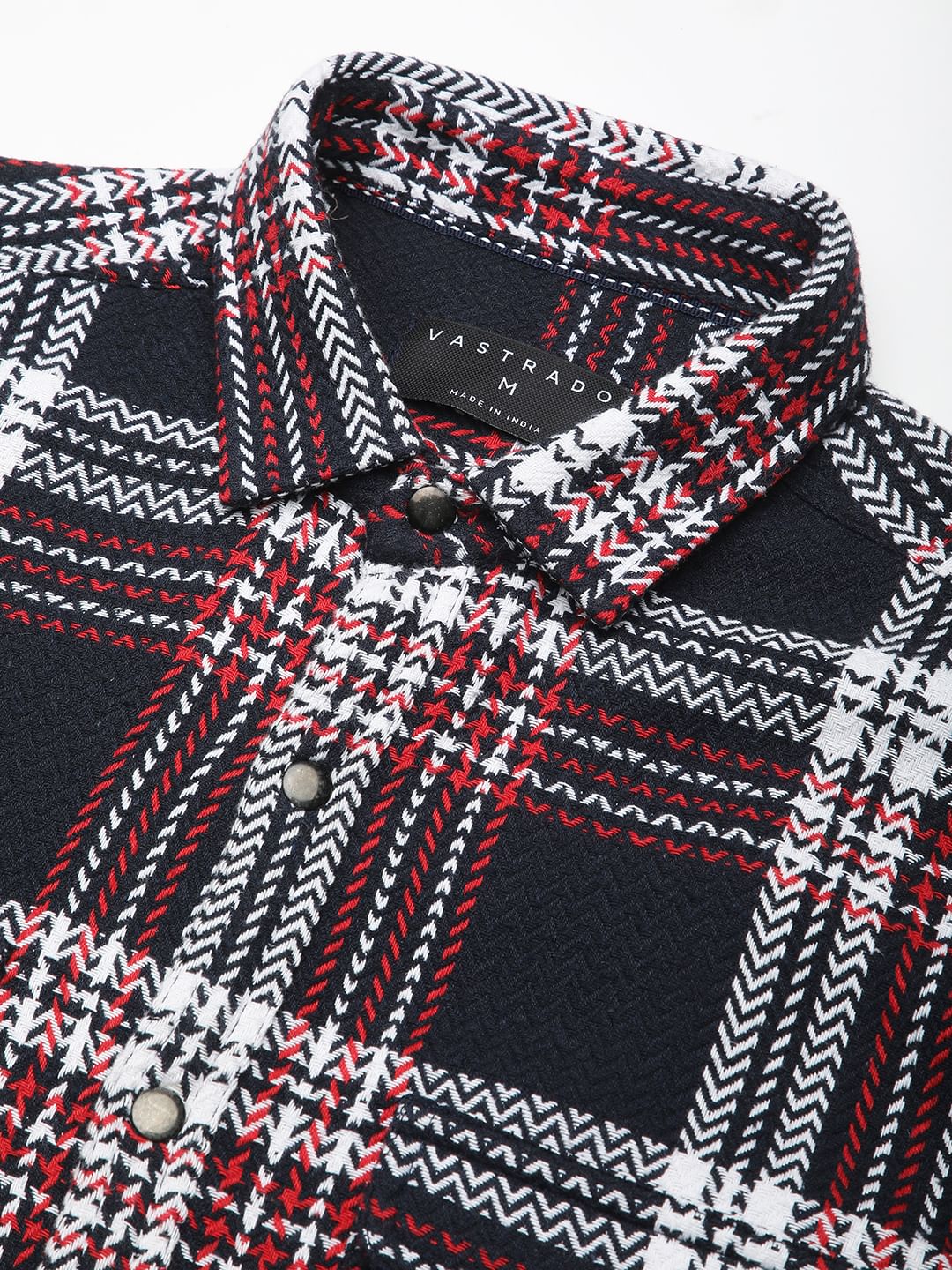 Navy Tweed Checks Double Flap Pocket Overshirt - Image 3