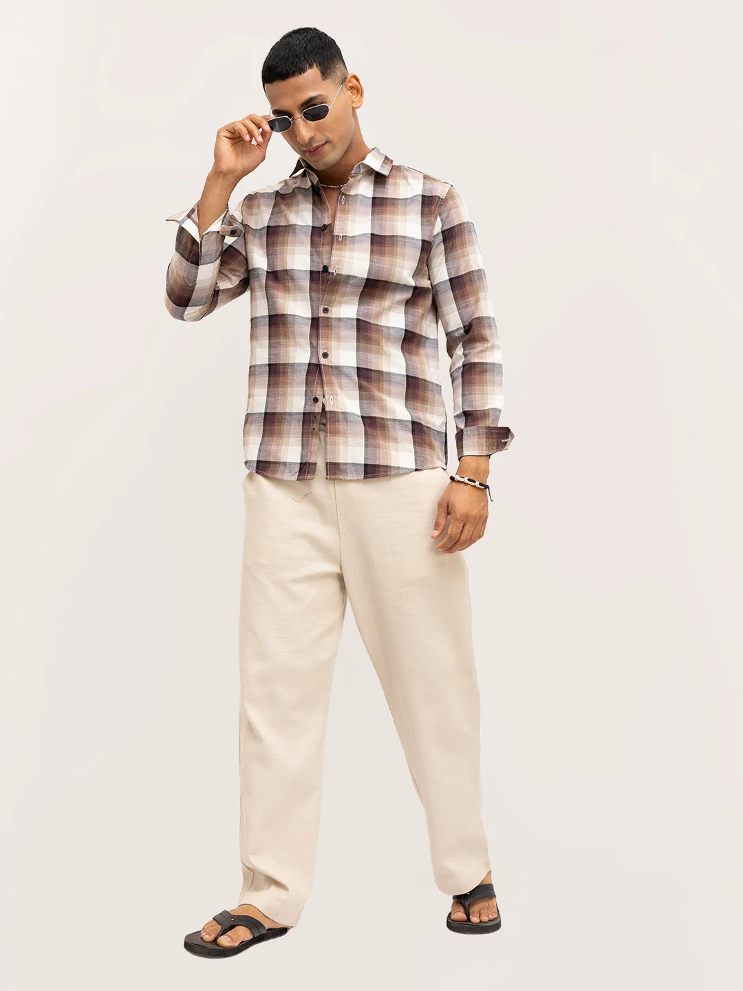 Neutral Multi Tone Textured Checks Shirt - Image 8