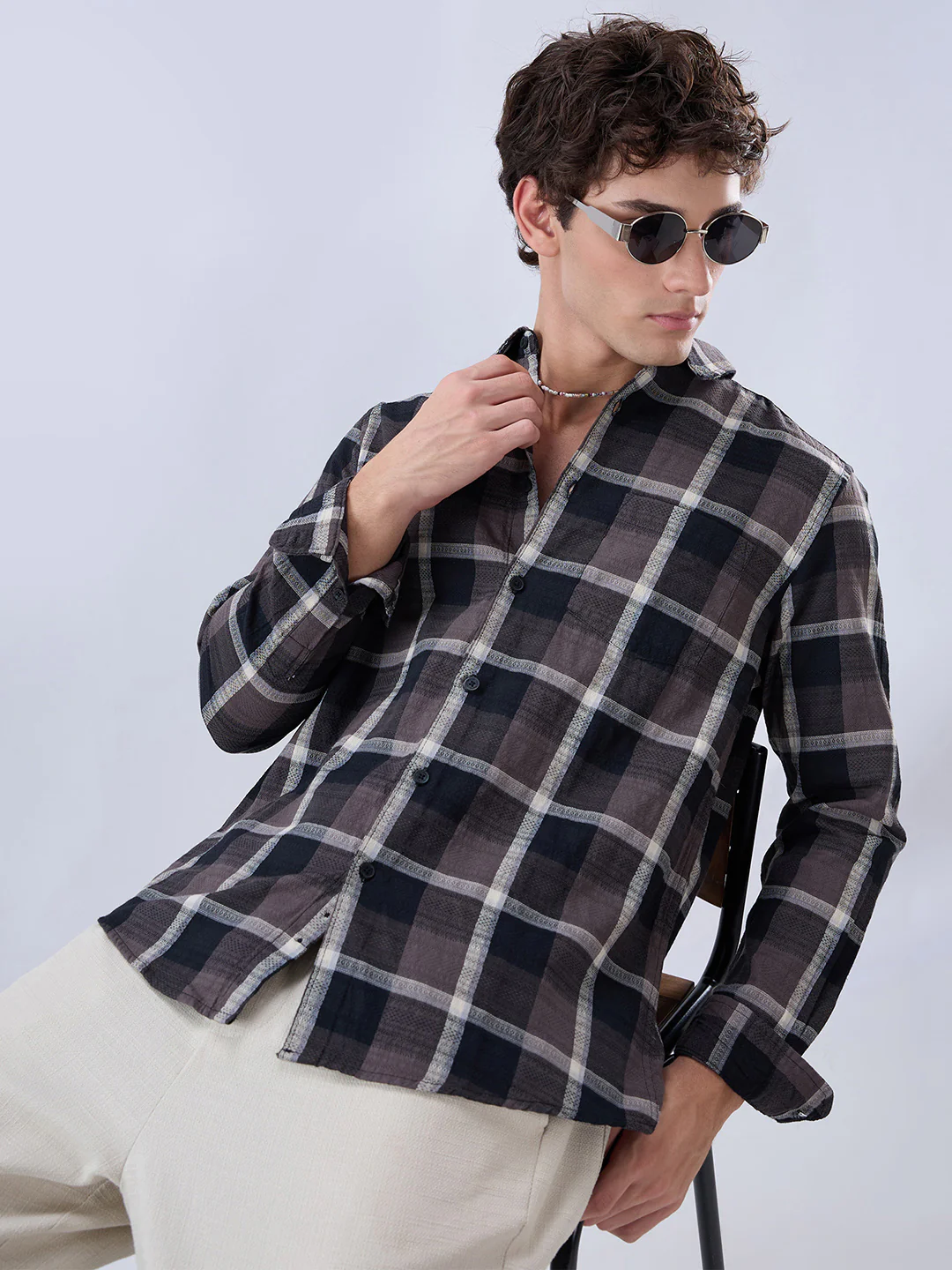 Nocturne Crest Luxe Plaid Black Shirt - Image 4