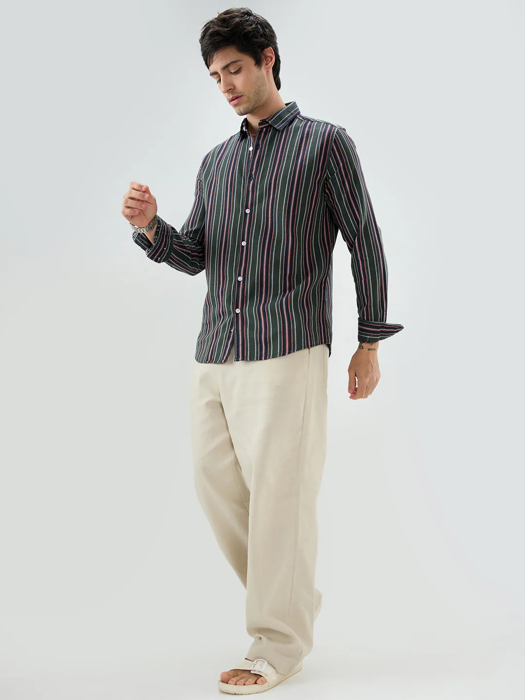 Olive & Navy Balanced Striped Shirt - Image 7