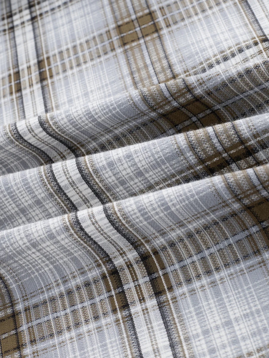 Olive & Grey Fine Plaid Checks Shirt - Image 3