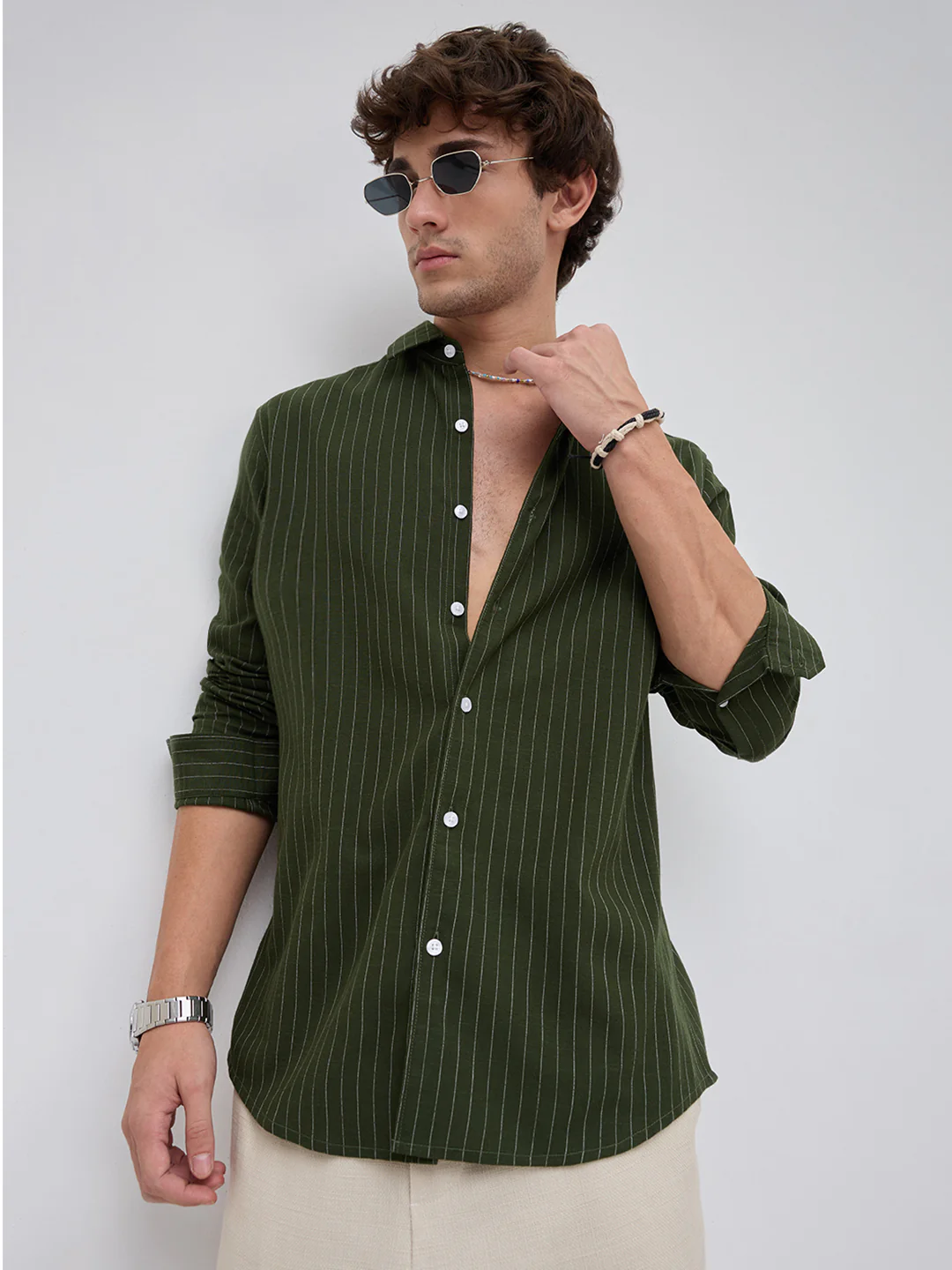 Olive Lane Pinstripe Shirt - Image 4