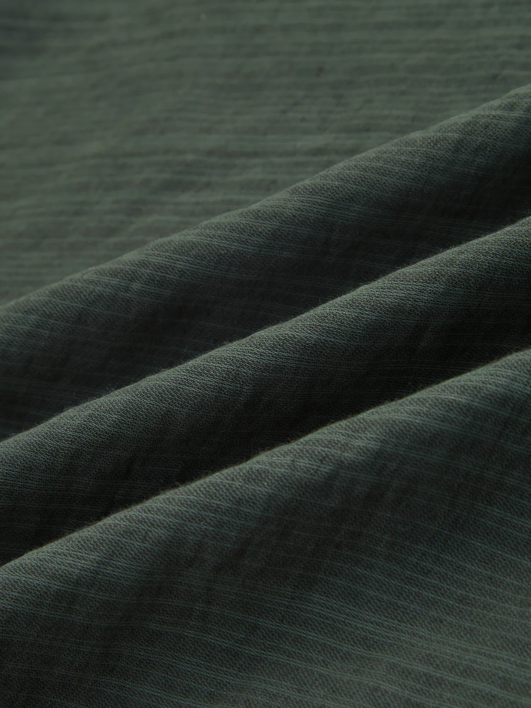 Olive Pin Striped Crinkled Boxy Fit Crop Shirt - Image 3