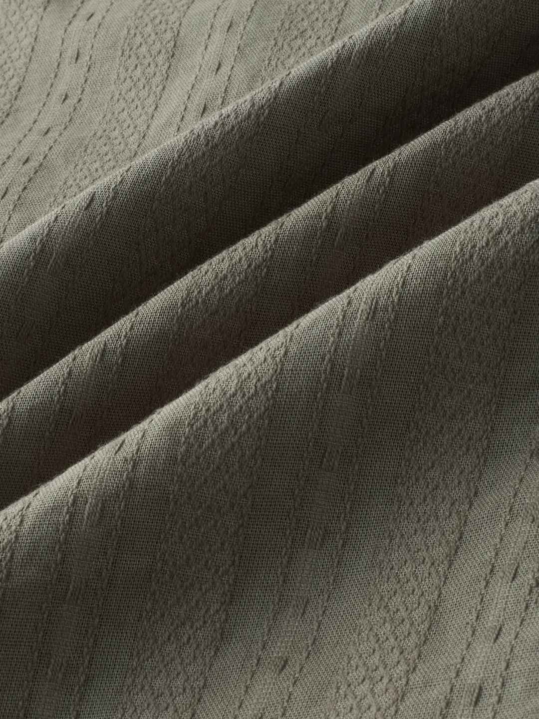 Olive Weave Detail Striped Kurta - Image 9