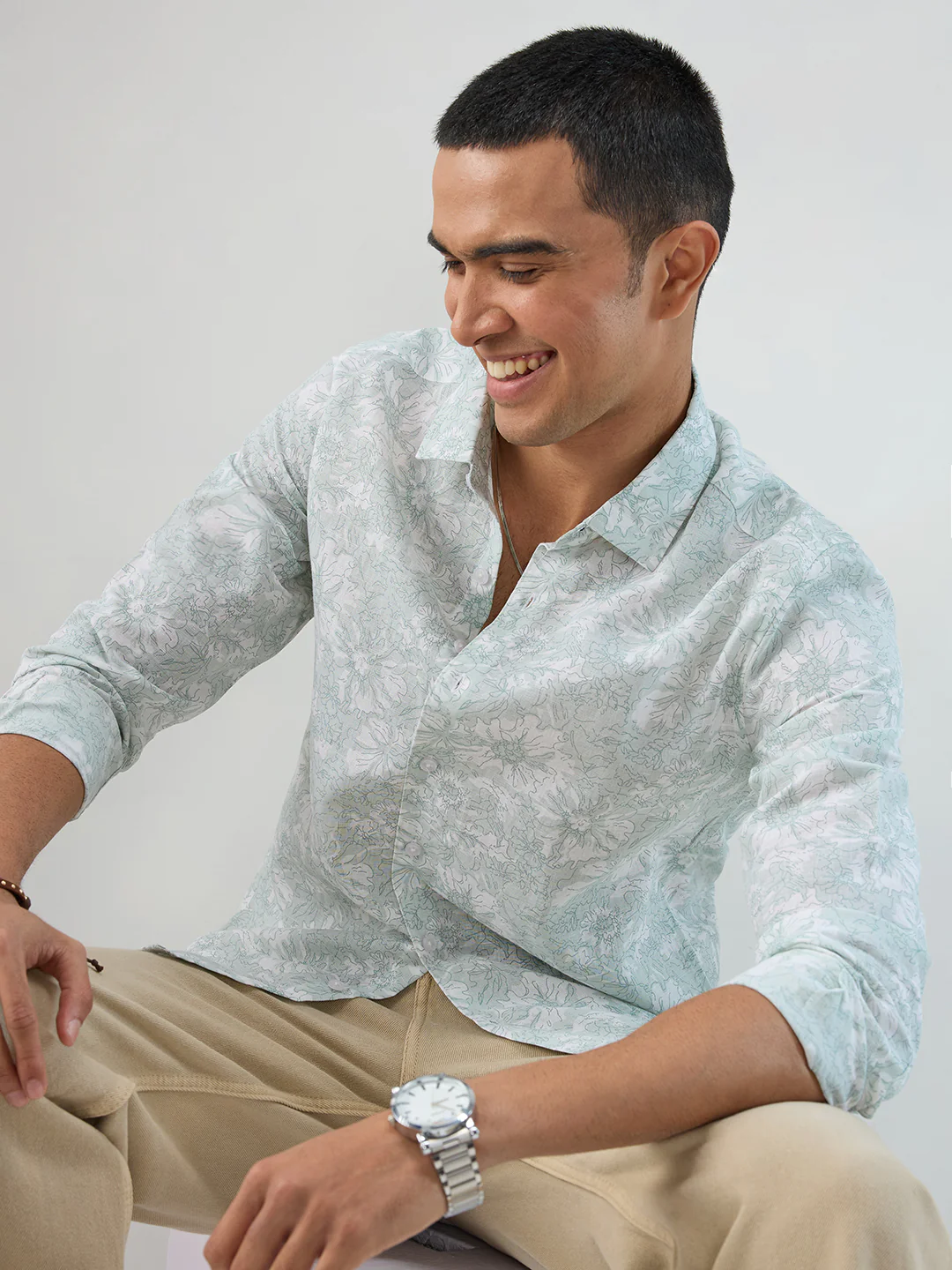 Pastel Green Floral Bloom Shirt
