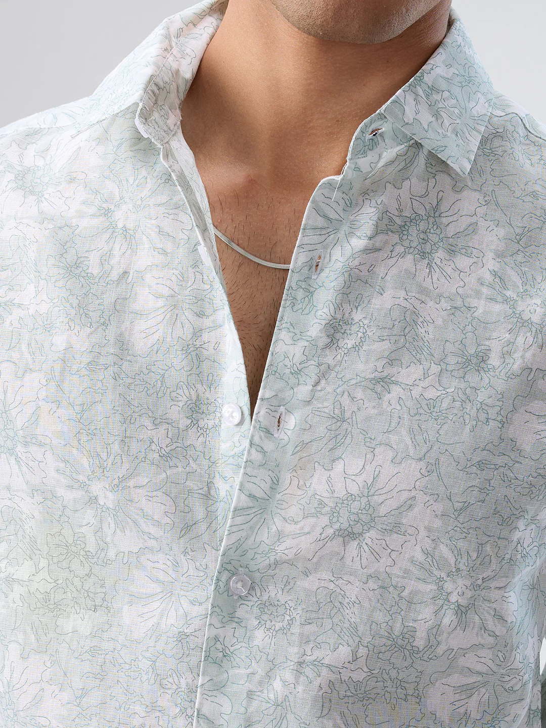 Pastel Green Floral Bloom Shirt - Image 3