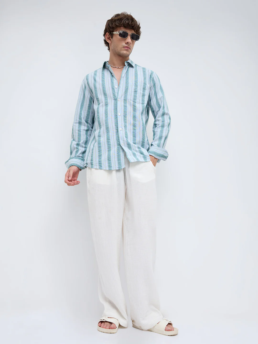 Pastel Multi Luxury Shoreline Seersucker Striped Shirt - Image 7