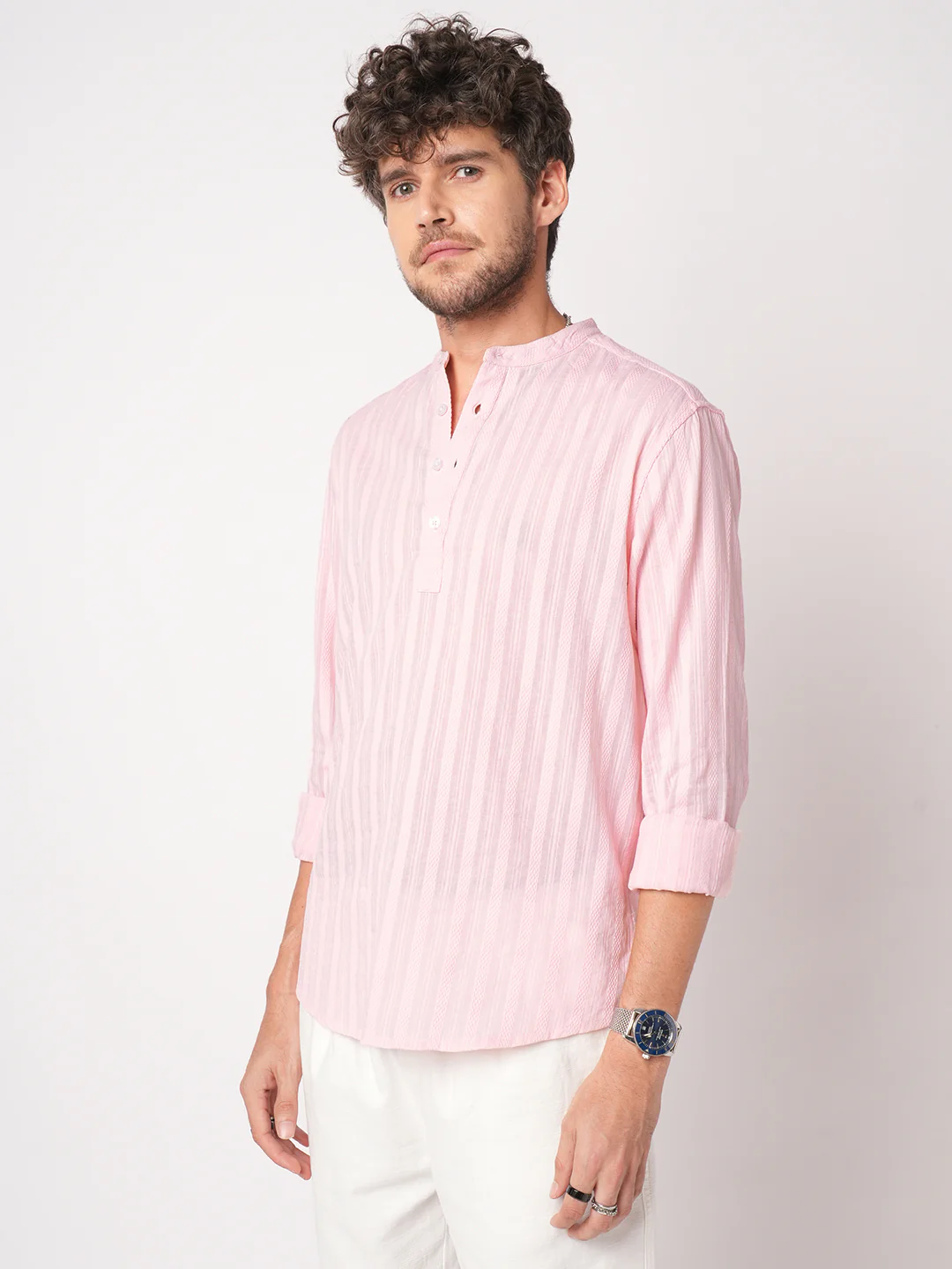 Pastel Pink Summer Grace Stripe Kurta - Image 6