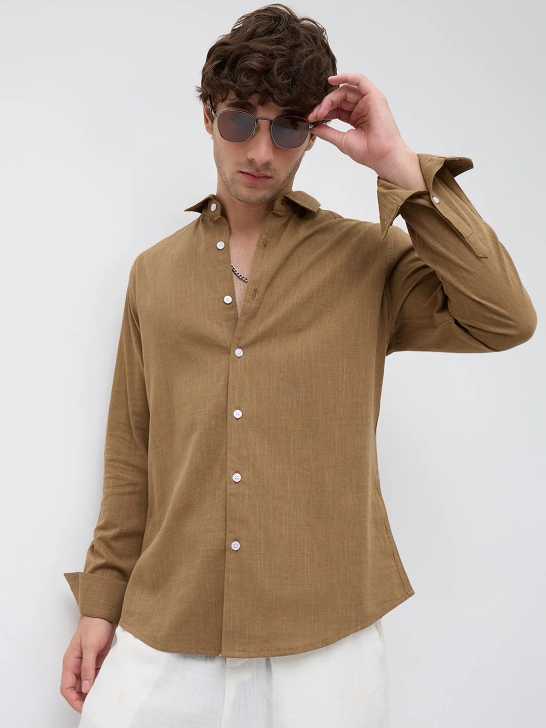 Peanut Brown Textured Shirt - Image 4