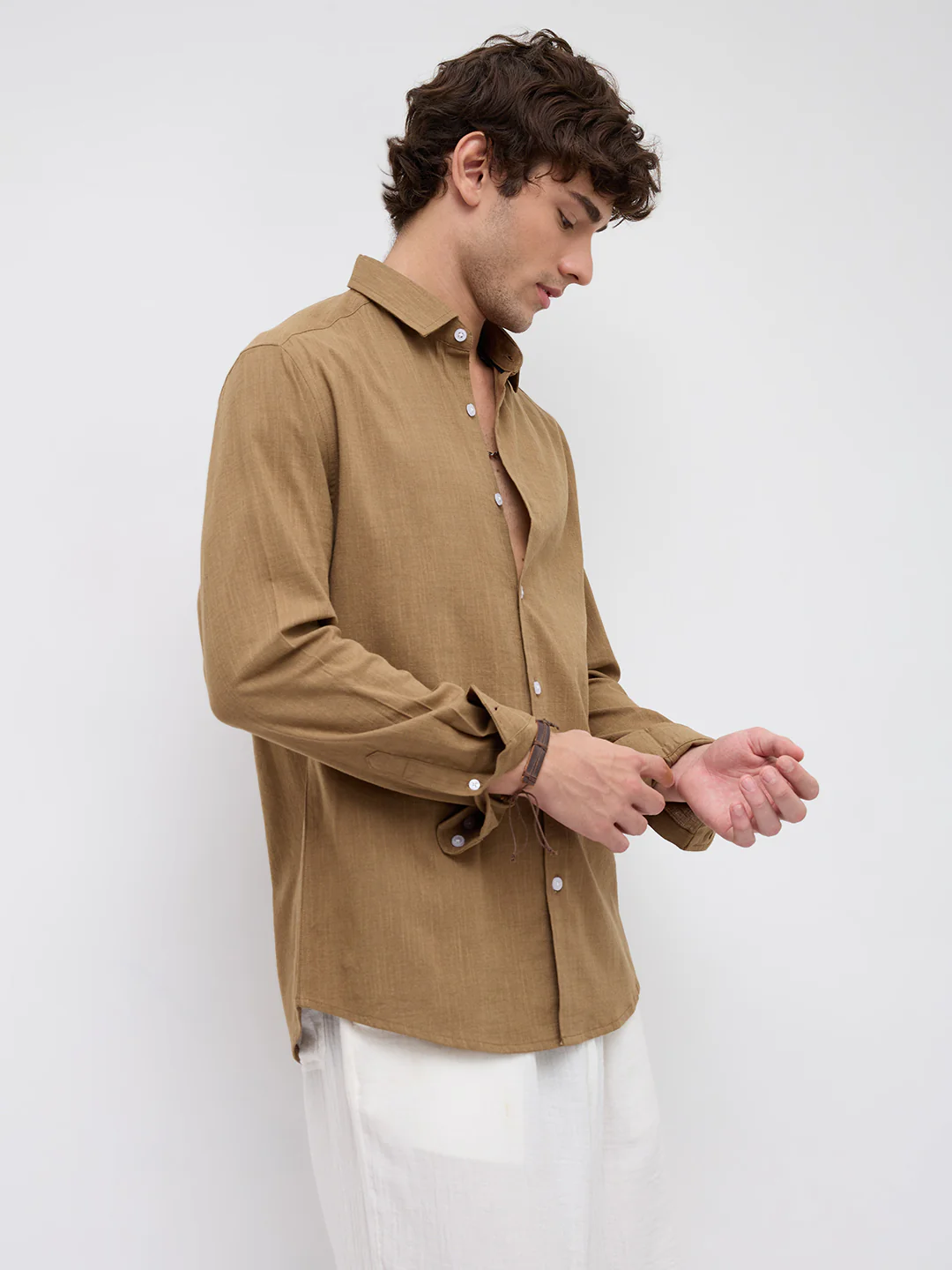 Peanut Brown Textured Shirt - Image 6