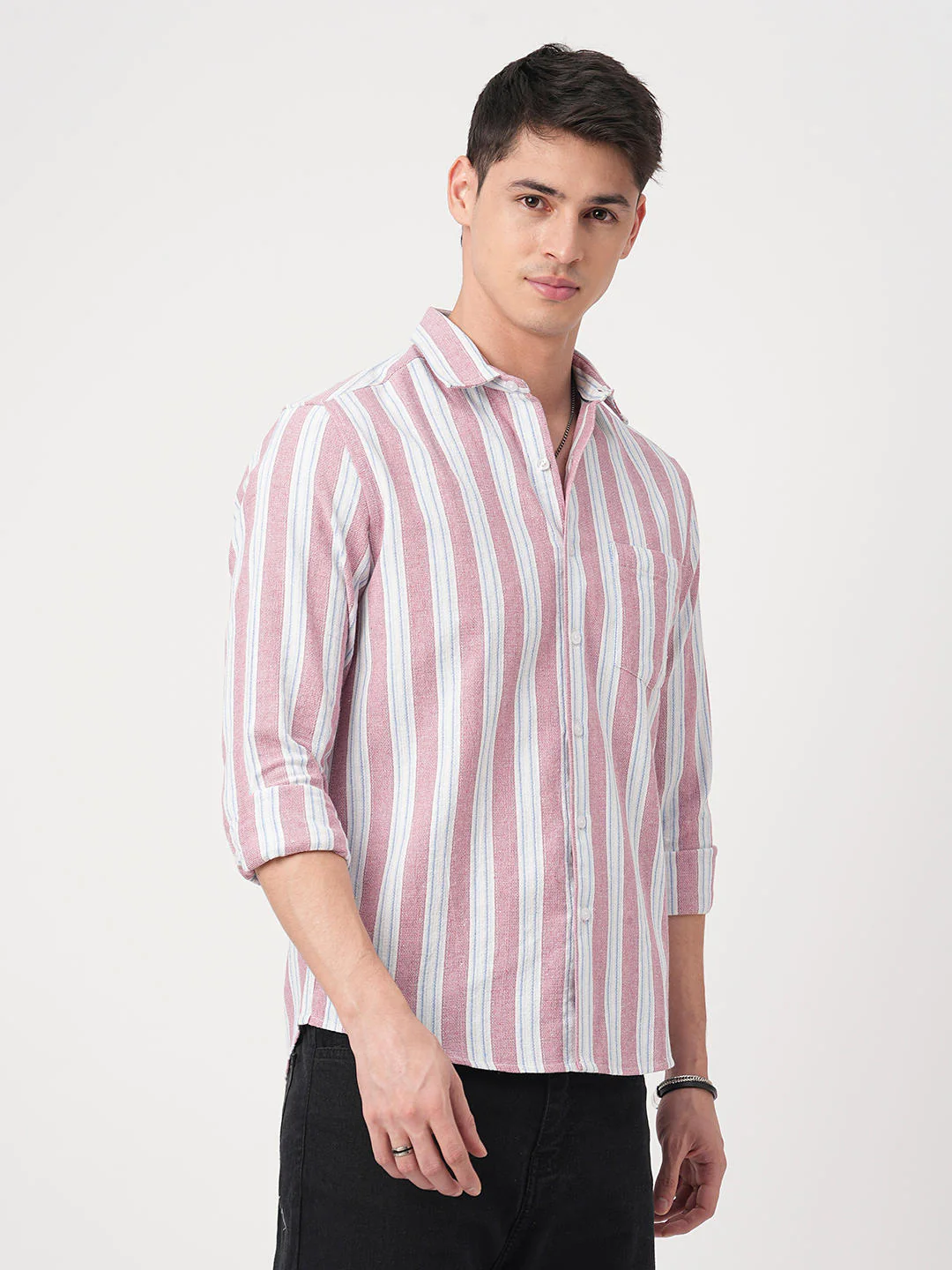 Pink & Blue Broad Striped Shirt - Image 6