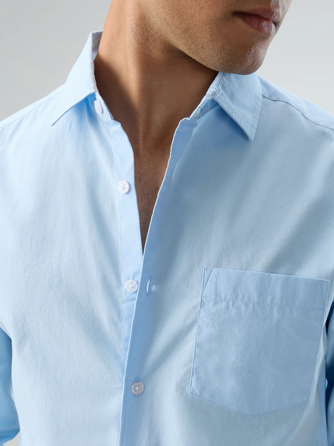 Plush Sky Blue Peach Finish Poplin Shirt - Image 3