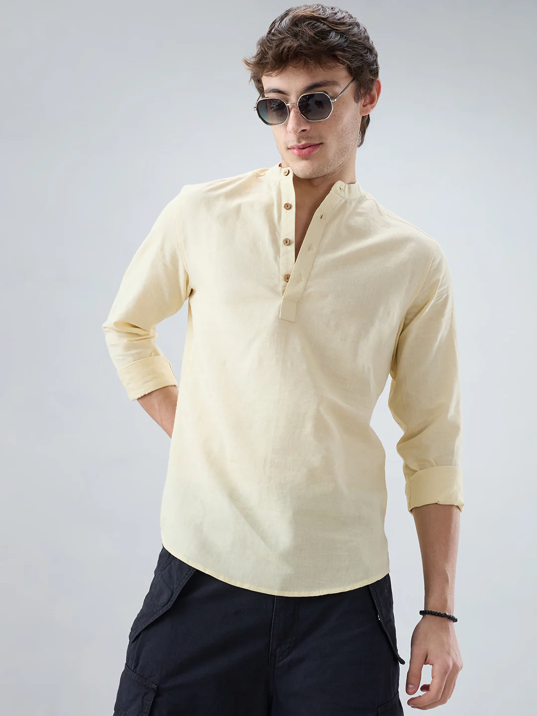 Premium Butter Yellow Linen Blend Kurta - Image 4
