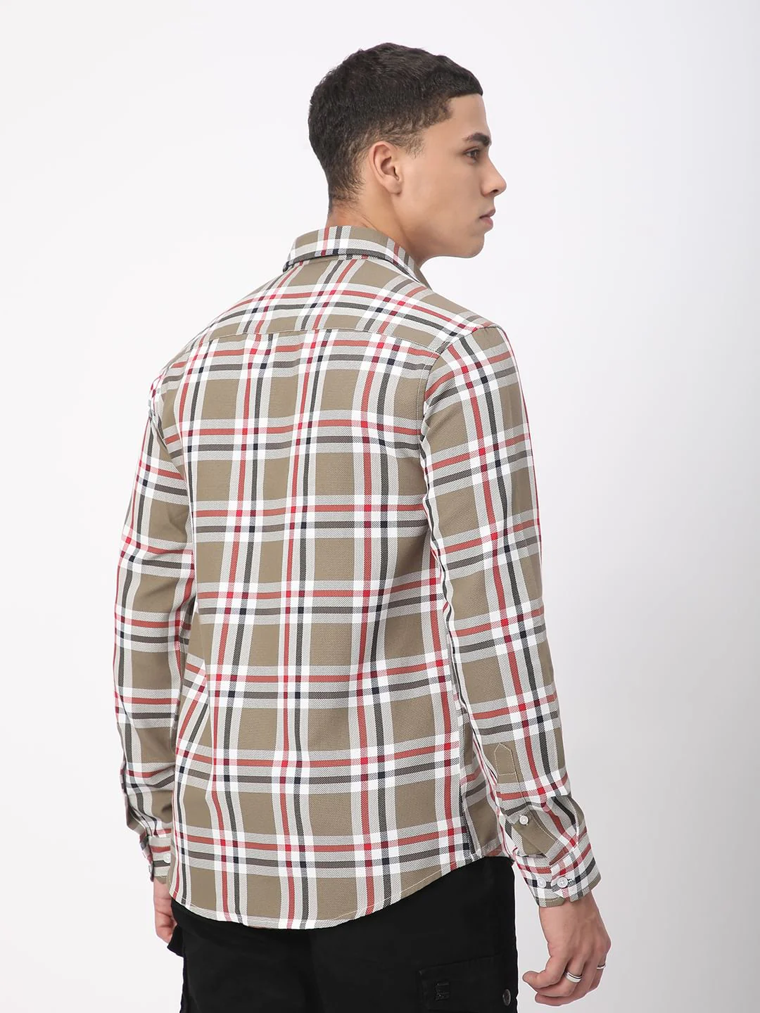 Premium Cotton Opulent Tartanique Olive Checkered Shirt - Image 7