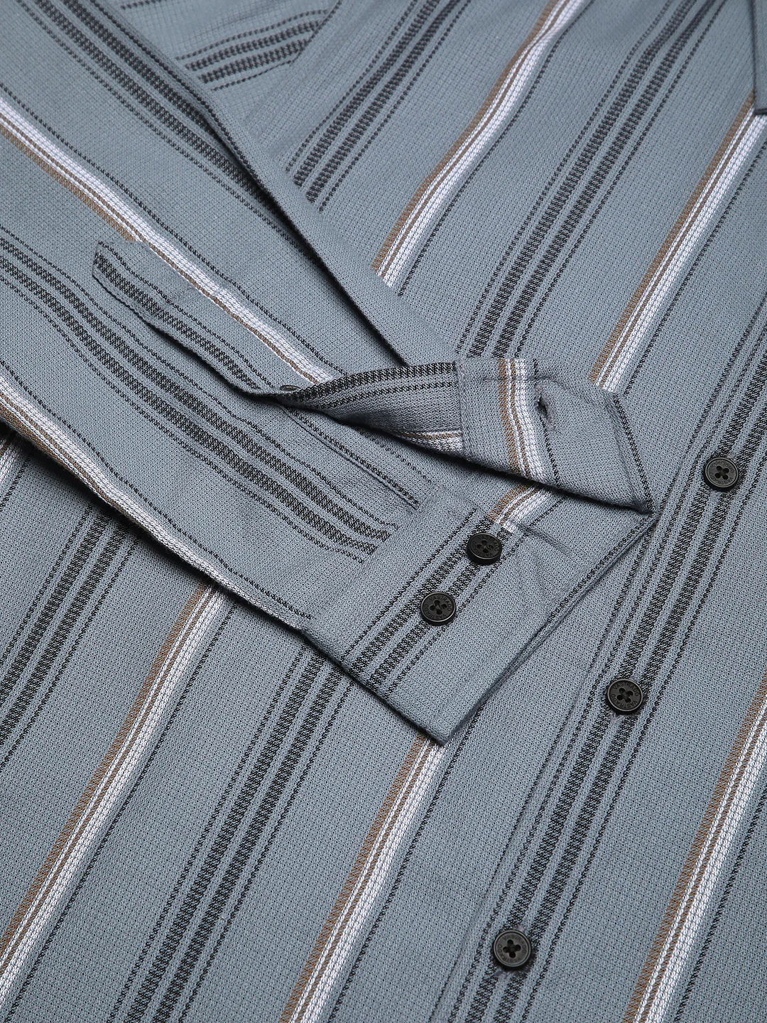 Premium Cotton Power Grey Harmony Striped Shirt - Image 3