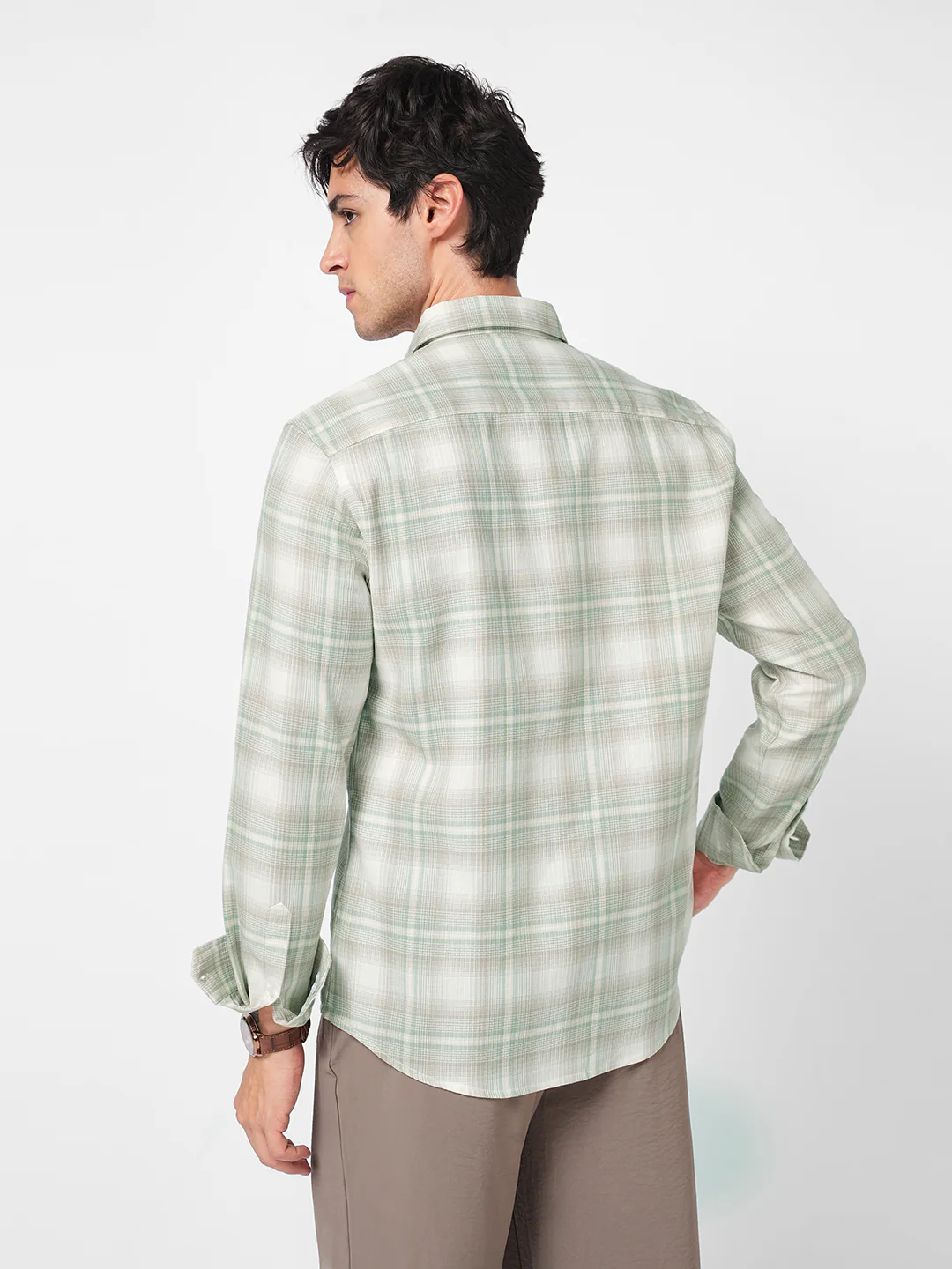 Premium Soft Sage Fine Checks Shirt - Image 7