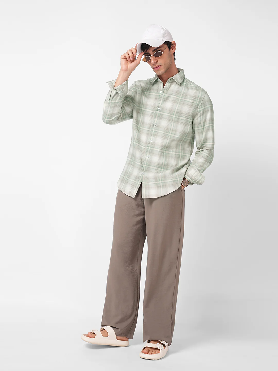 Premium Soft Sage Fine Checks Shirt - Image 8