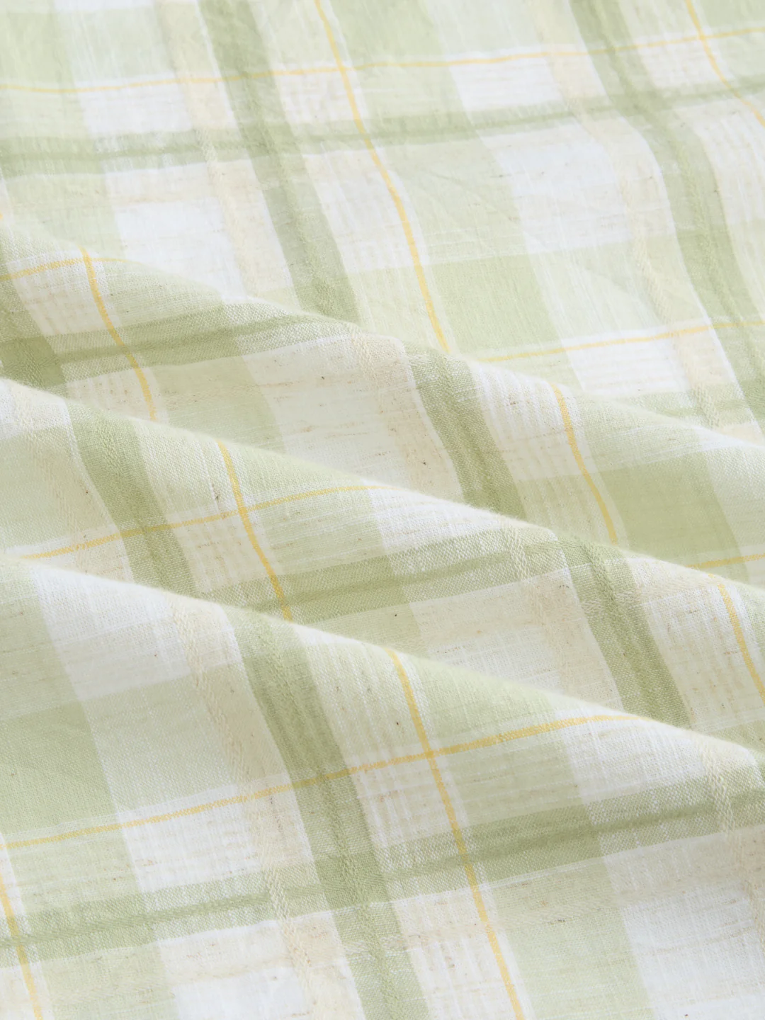 Premium Spring Green Fine Weave Linen Blend Boxy Fit Crop Shirt - Image 3