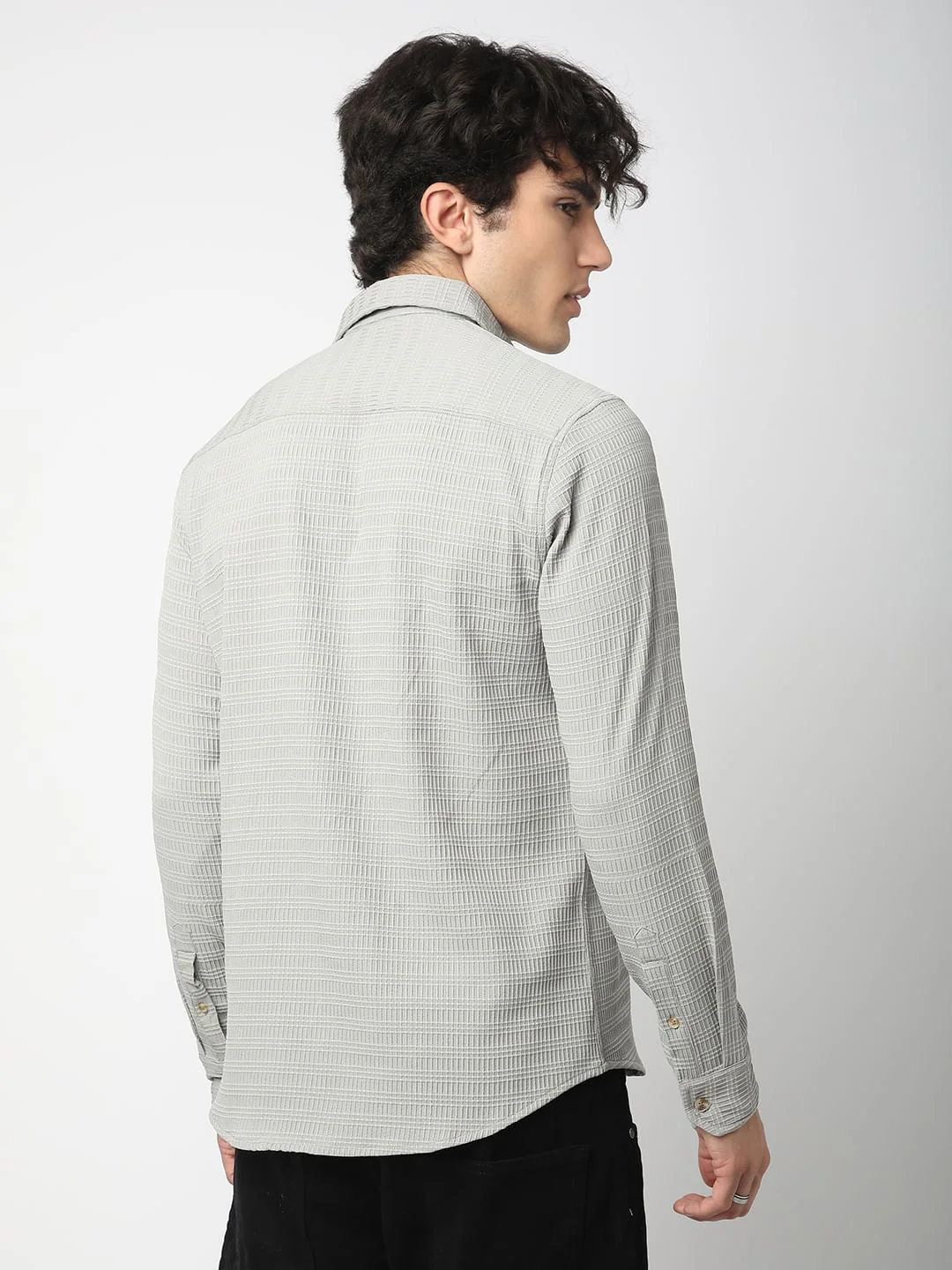 Refined Grey Mine Quad Textured Shirt - Image 7